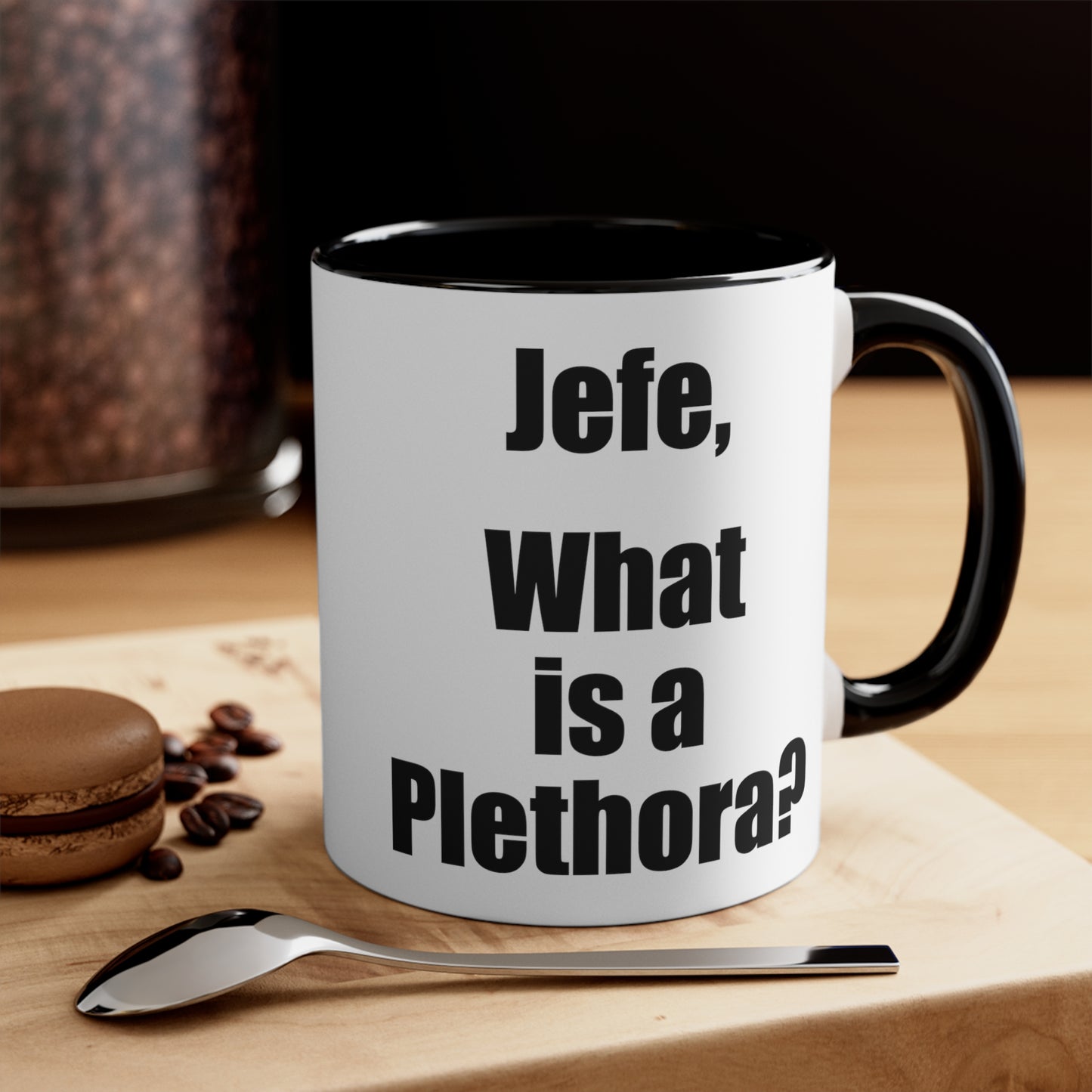 What is a Plethora Coffee Mug - Double Sided Black Accent White Ceramic 11oz by TheGlassyLass.com