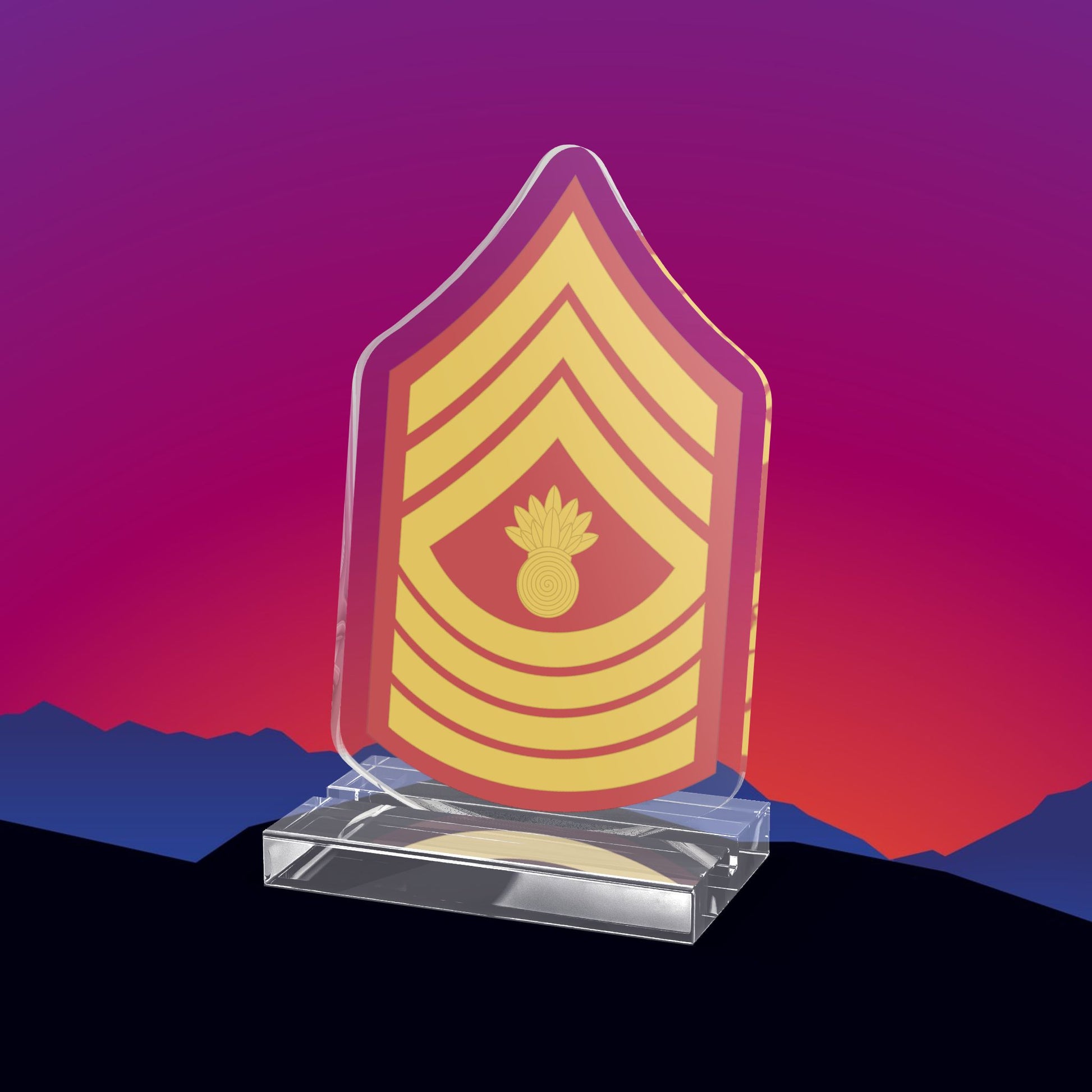 USMC Master Gunnery Sergeant (E-9) Stripes Acrylic Standee by TheGlassyLass.com