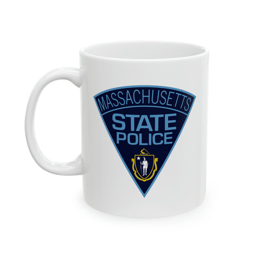 Massachusetts State Police Coffee Mug - Double Sided White Ceramic 11oz by TheGlassyLass.com