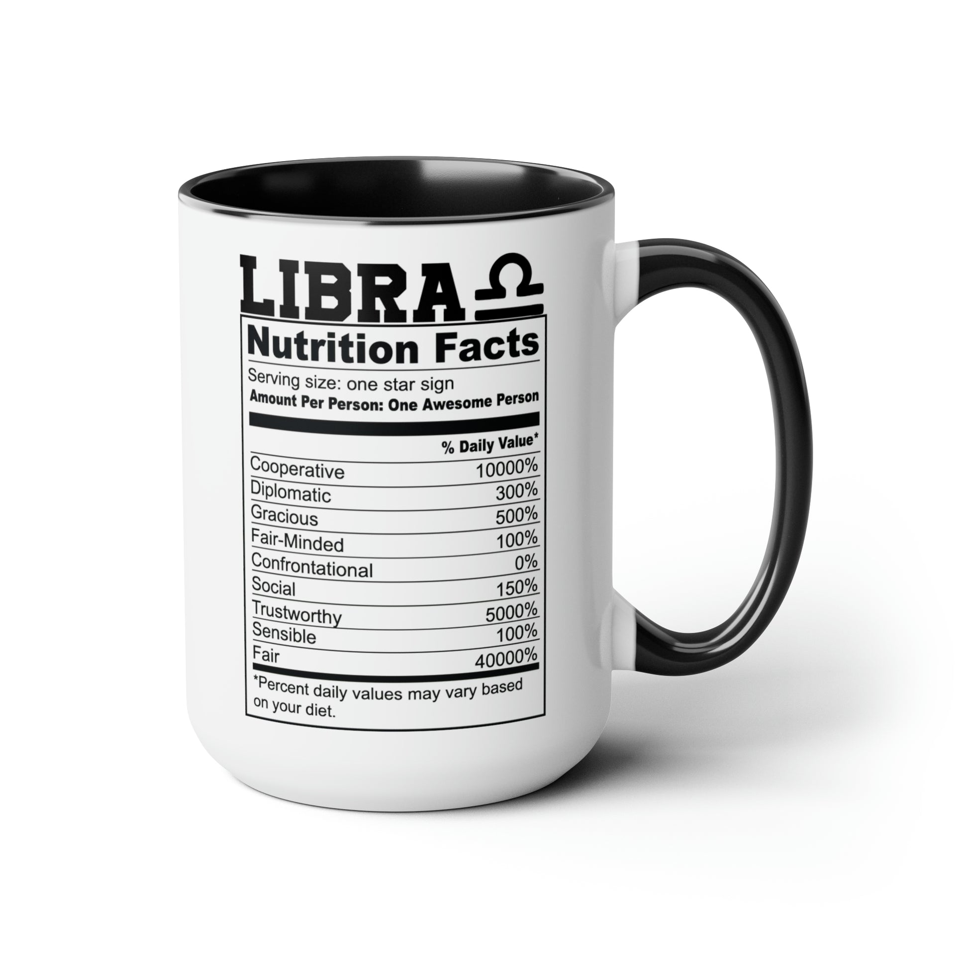 Libra Tarot Card Coffee Mug - Double Sided Black Accent Ceramic 15oz by TheGlassyLass.com