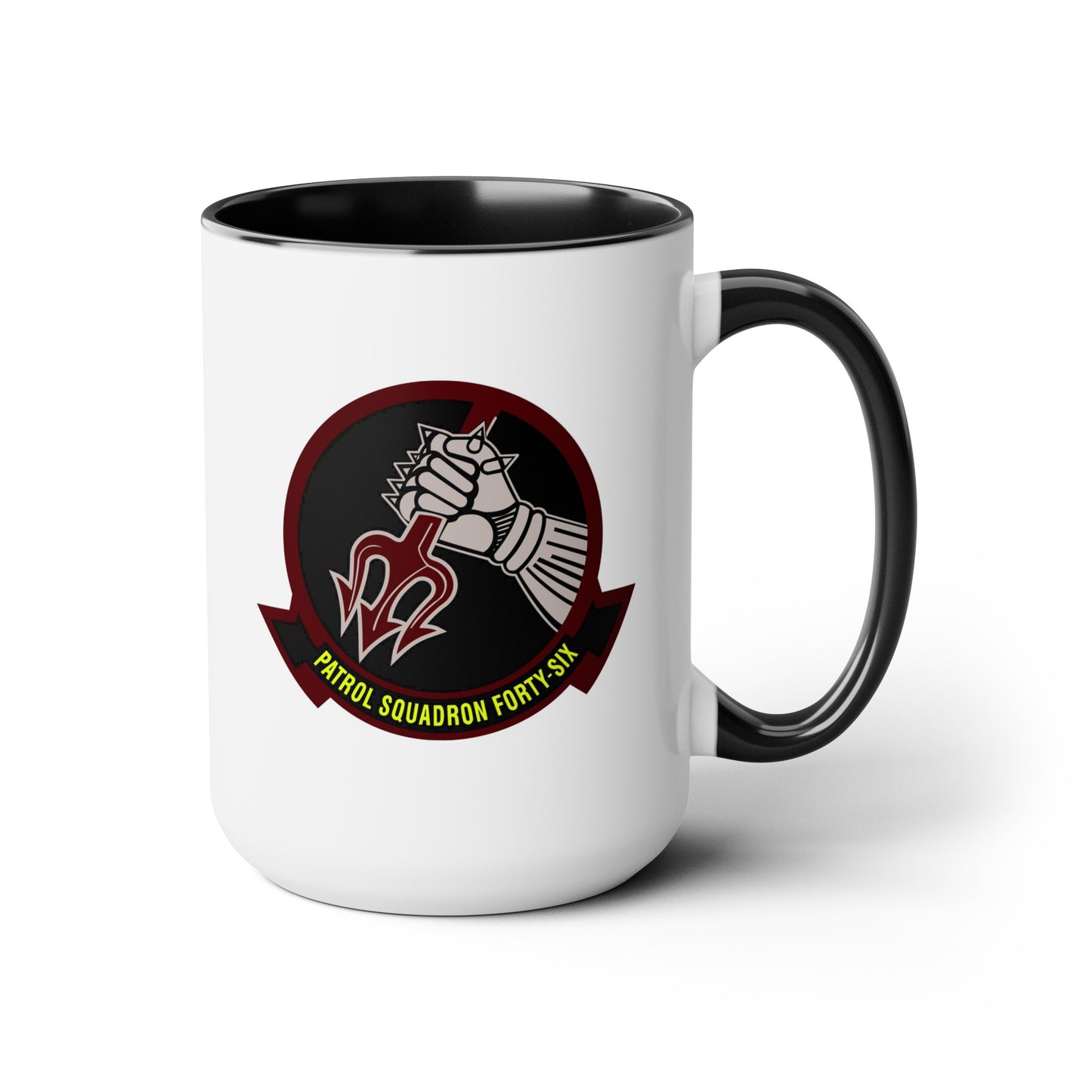 Navy Patrol Squadron 46 Coffee Mug - Double Sided Print Two Tone Black Accent White Ceramic, 15oz by TheGlassyLass.com