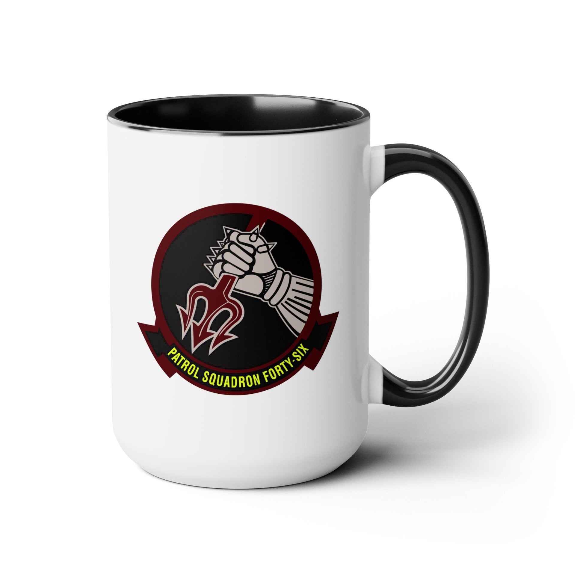 Navy Patrol Squadron 46 Coffee Mug - Double Sided Print Two Tone Black Accent White Ceramic, 15oz by TheGlassyLass.com