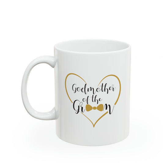 Godmother of the Groom Coffee Mug - Double Sided 11oz White Ceramic by TheGlassyLass.com