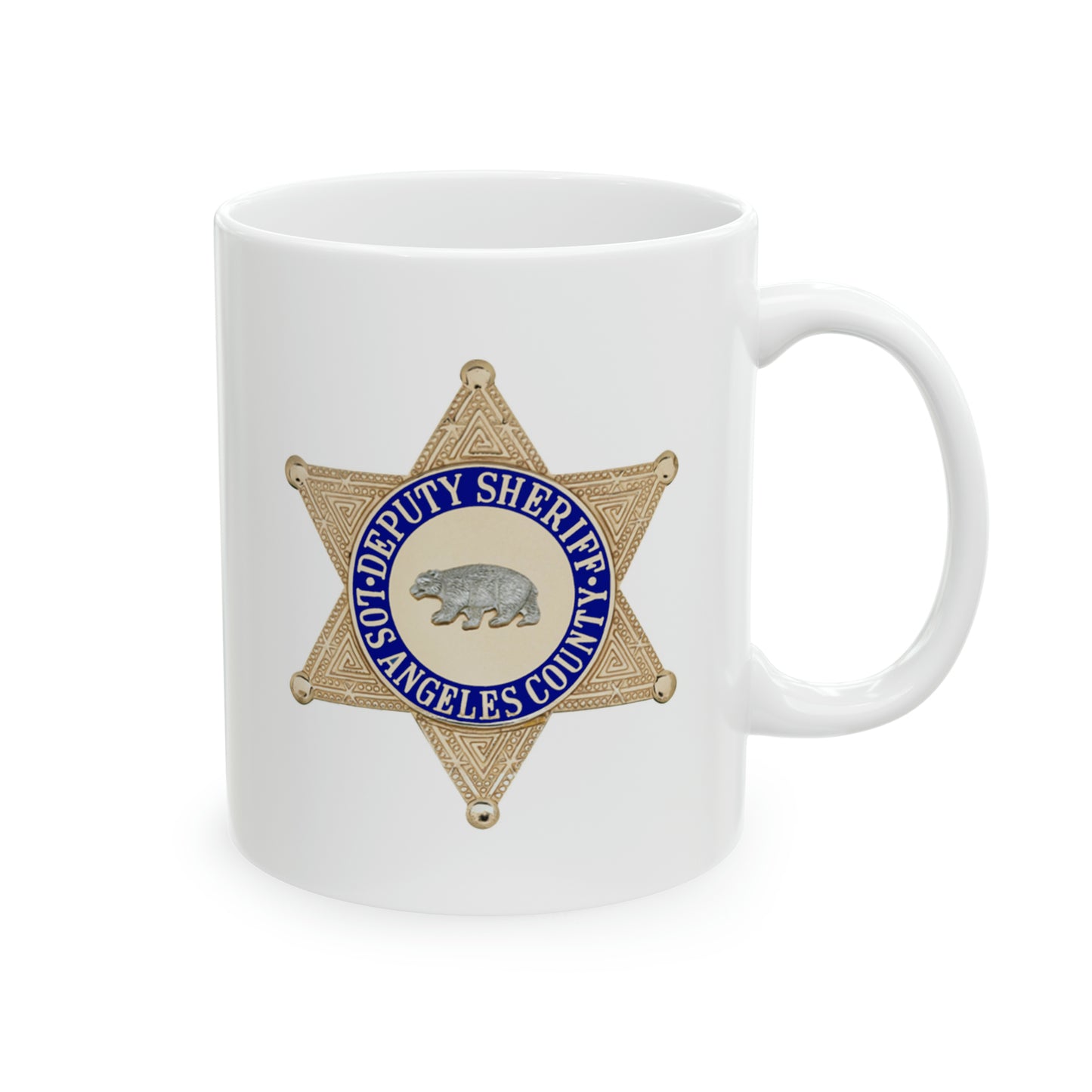 LASD Deputy Sheriff Badge Coffee Mug - Double Sided White Ceramic 11oz by TheGlassyLass.com