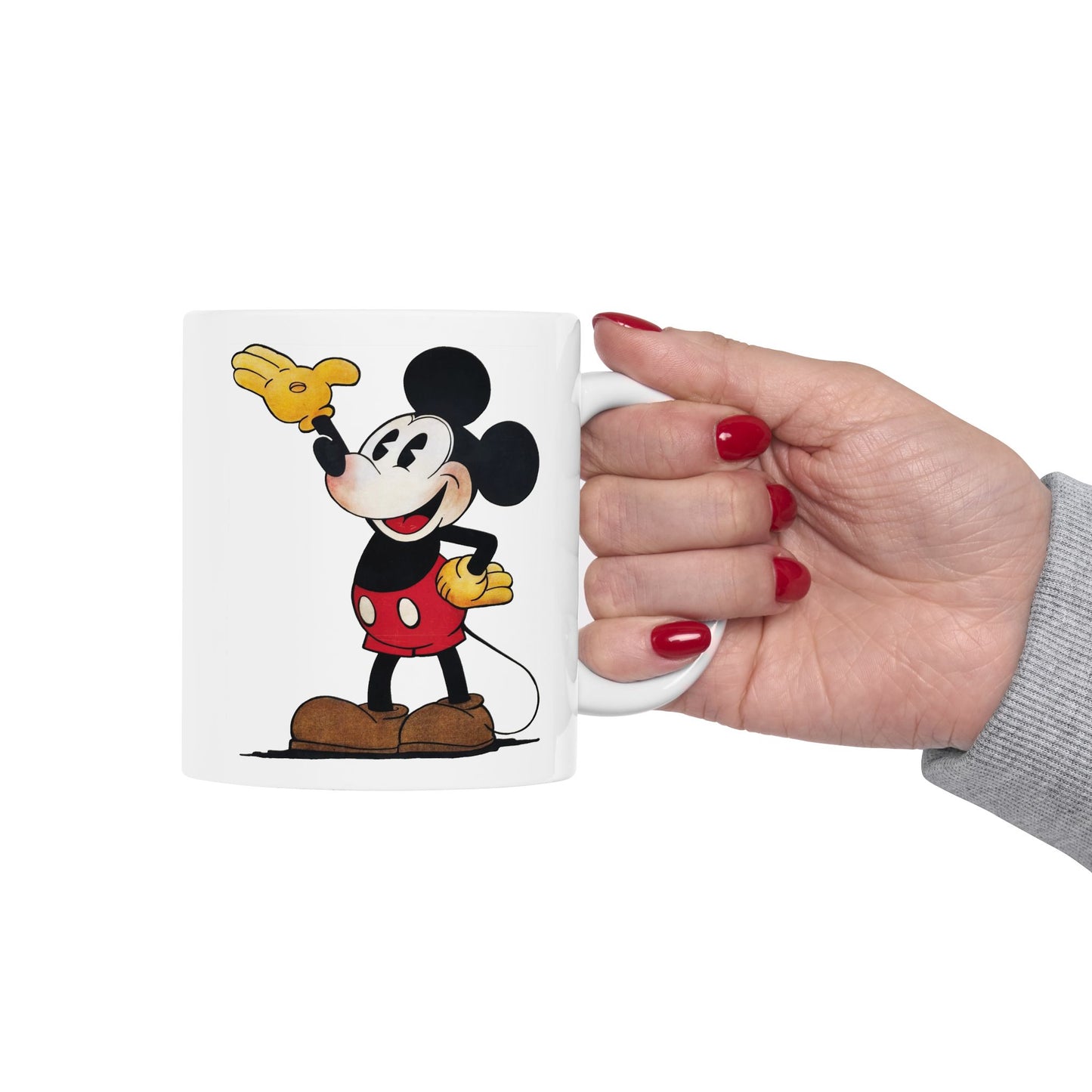 Original Mickey Mouse Coffee Mug - Double Sided White Ceramic 11oz by TheGlassyLass.com