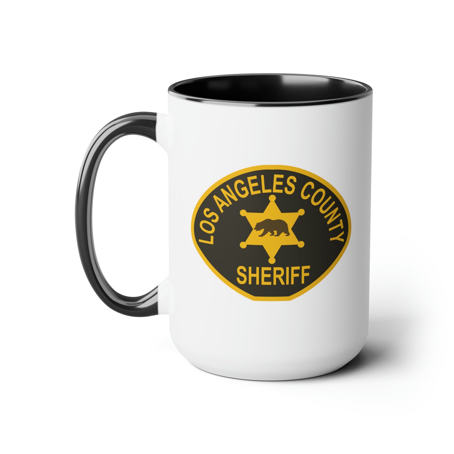 Los Angeles County Sheriff Coffee Mug - Double Sided Black Accent White Ceramic 15oz by TheGlassyLass