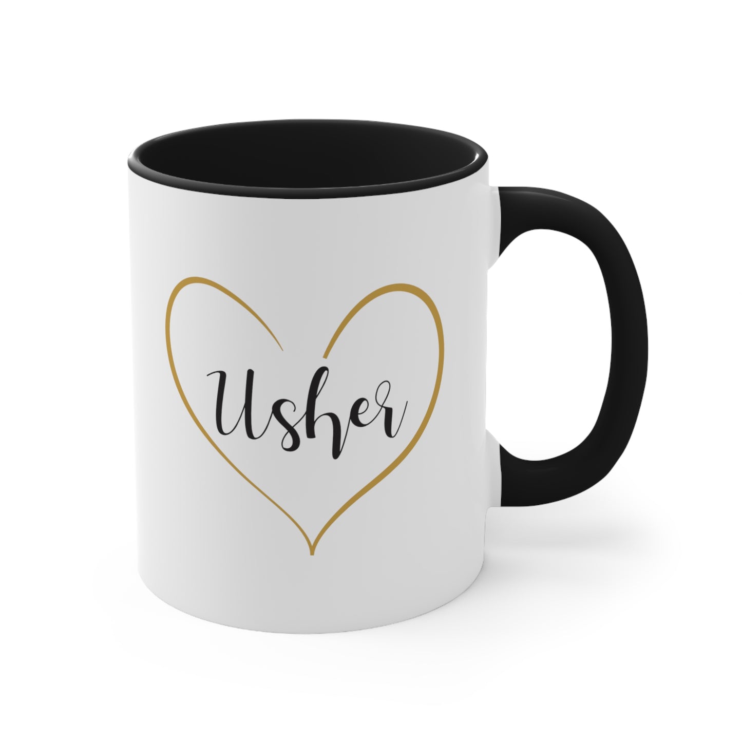 Usher Coffee Mug - Double Sided Black Accent Ceramic 11oz by TheGlassyLass.com
