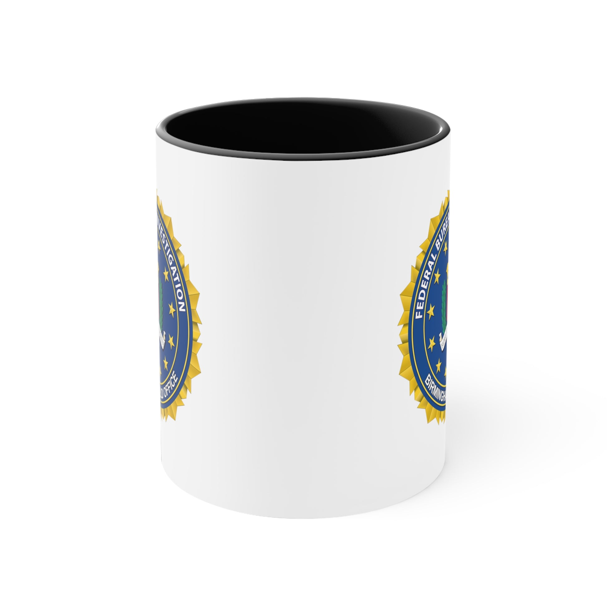 The FBI Birmingham Field Office Coffee Mug - Double Sided Black Accent Ceramic 11oz by TheGlassyLass.com