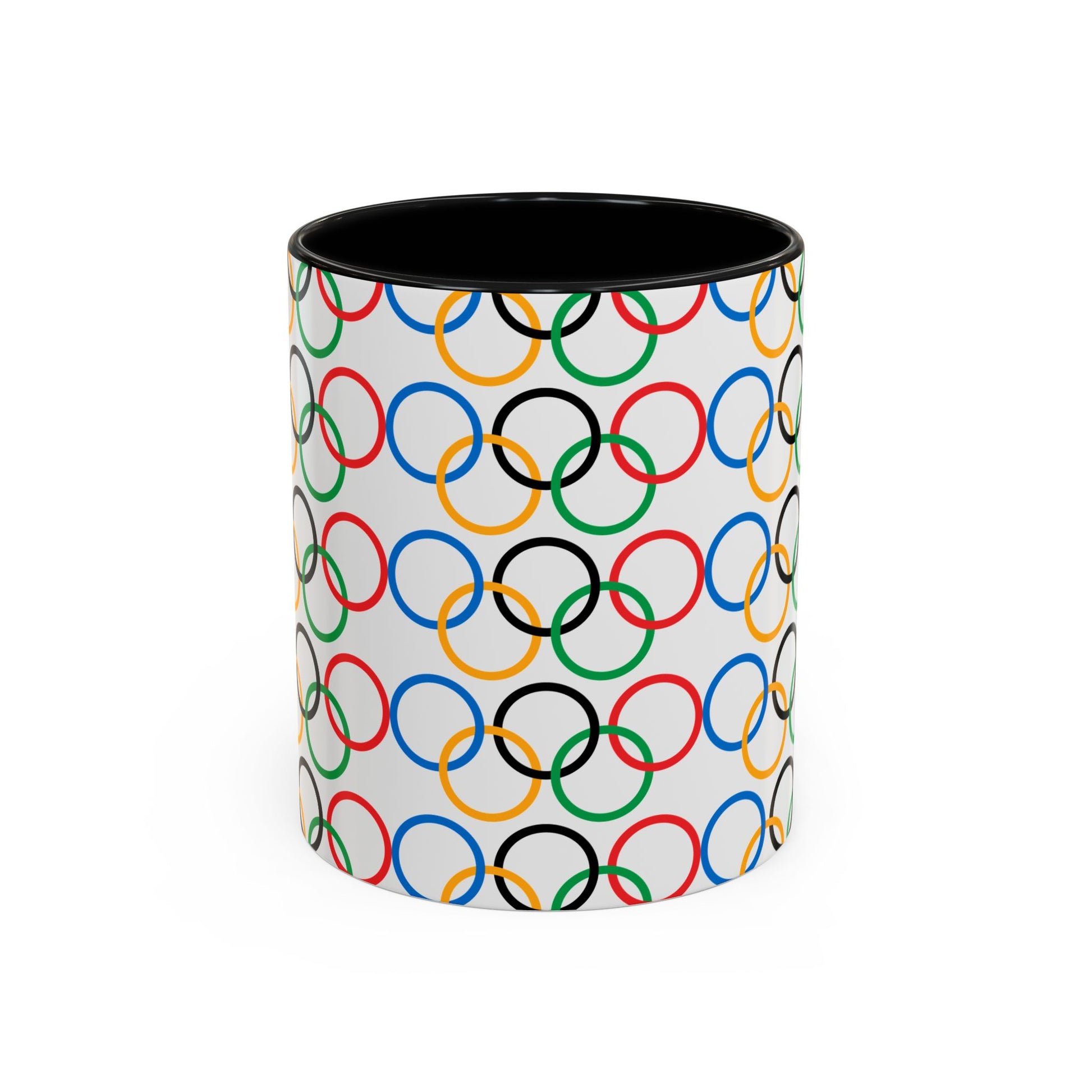 Olympic Fever Coffee Mug - Double Sided Black Accent White Ceramic 11oz by TheGlassyLass.com