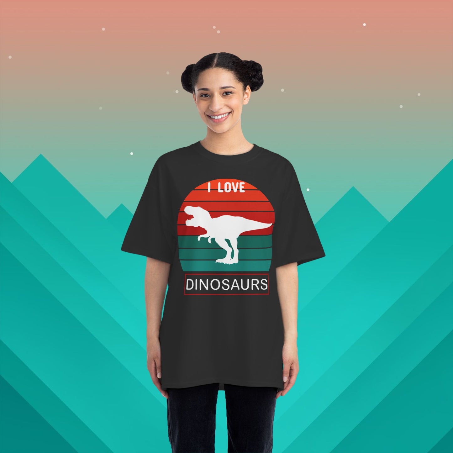 I Love Dinosaurs T-Shirt: (Hanes Beefy-T 100% Preshrunk Cotton Custom Printed by TheGlassyLass.com