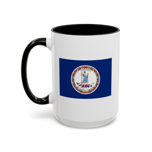 Commonwealth of Virginia State Flag - Double Sided Black Accent White Ceramic Coffee Mug 15oz by TheGlassyLass.com