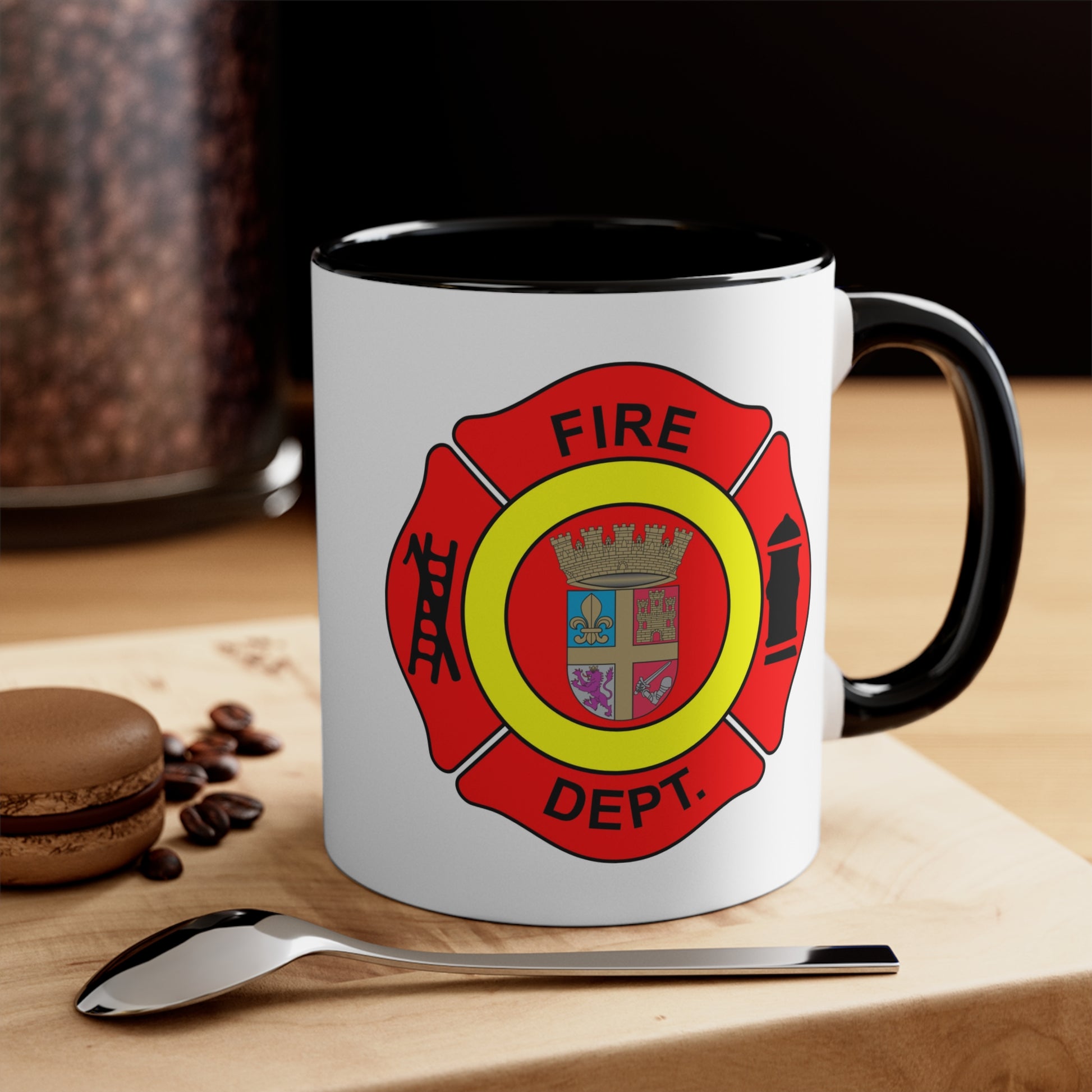 St Augustine Fire Department Coffee Mug - Double Sided Black Accent White Ceramic 11oz by TheGlassyLass.com