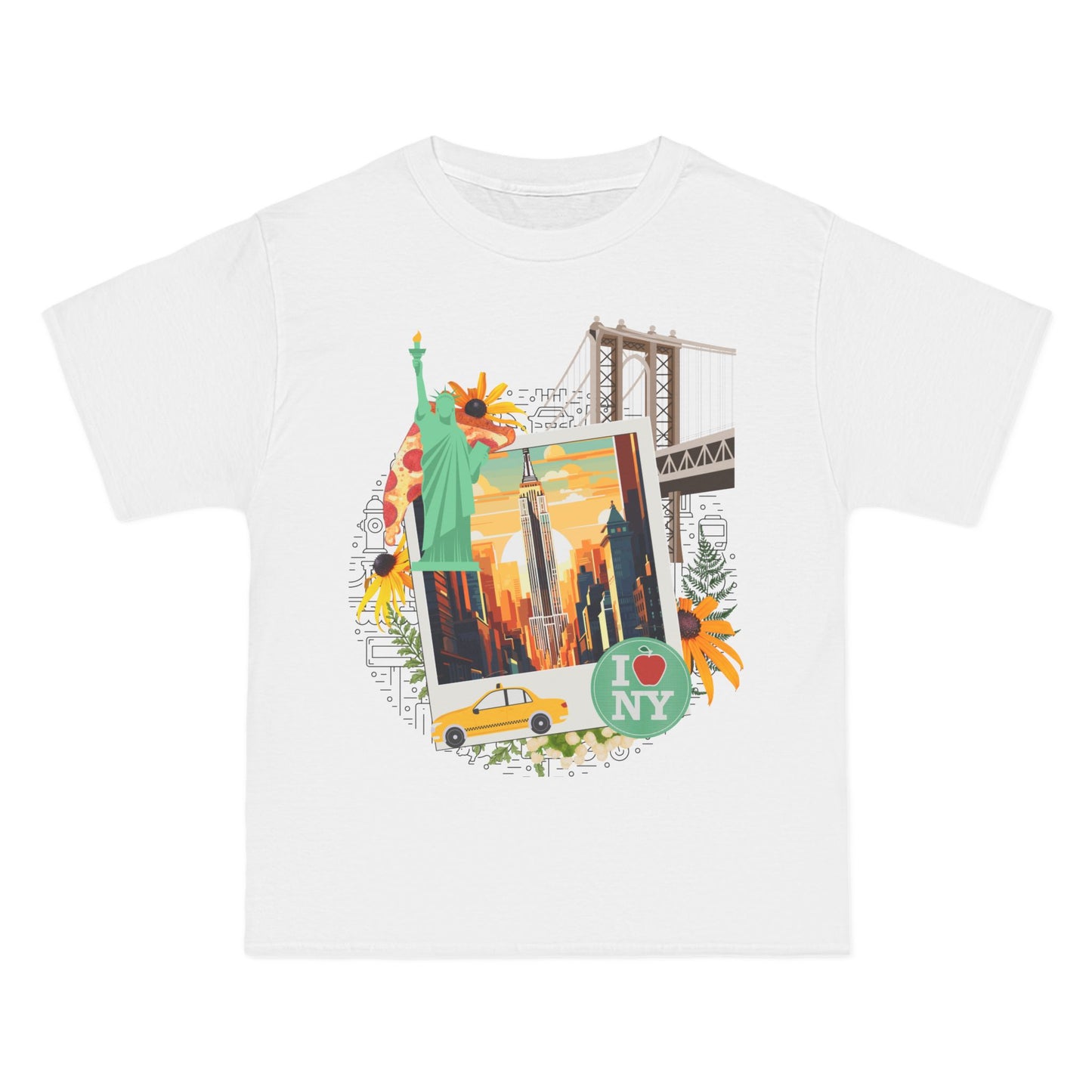 New York City Traveler's T-Shirt: (Hanes Beefy-T 100% Preshrunk Cotton Custom Printed by TheGlassyLass.com