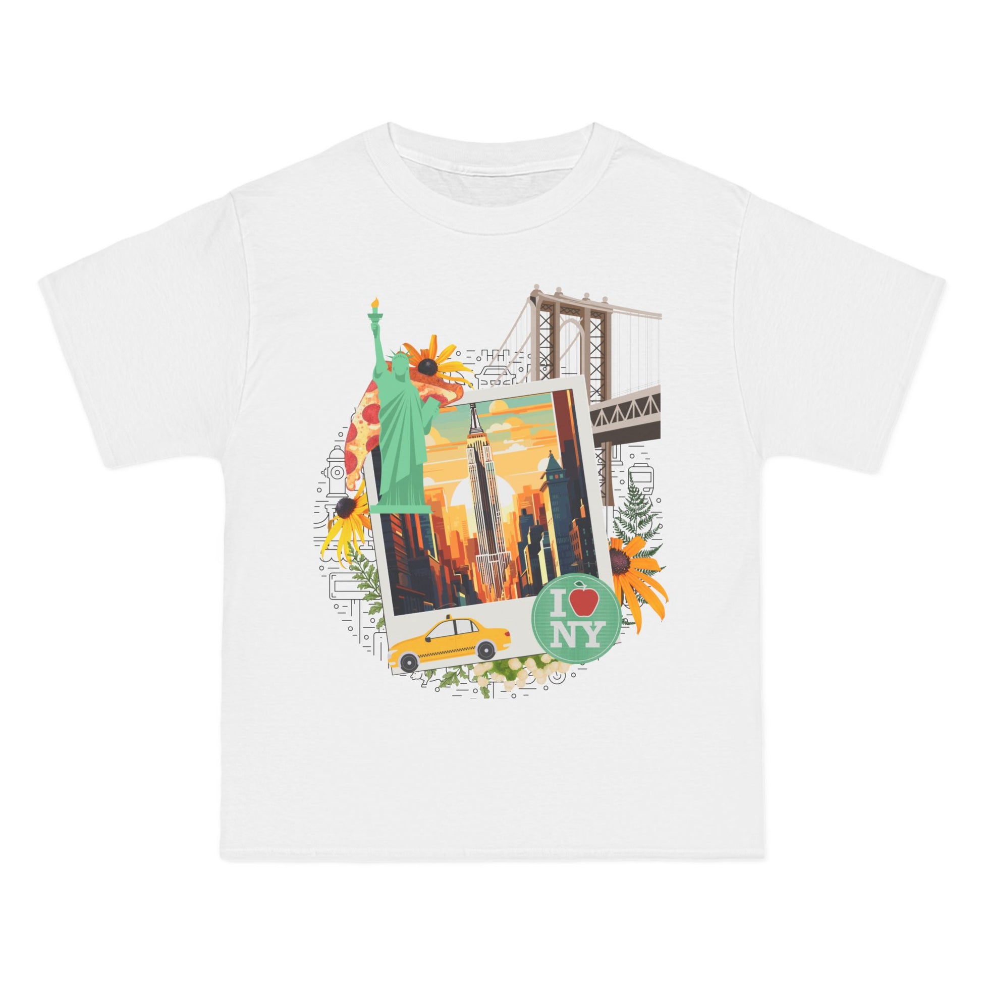 New York City Traveler's T-Shirt: (Hanes Beefy-T 100% Preshrunk Cotton Custom Printed by TheGlassyLass.com