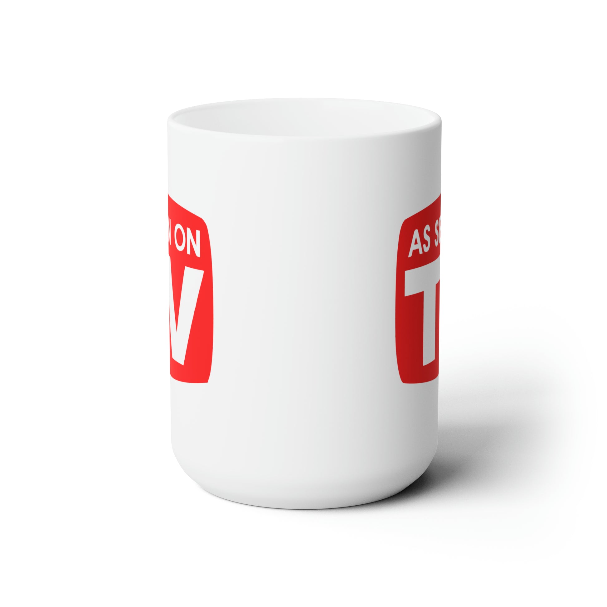 As Seen on TV Coffee Mug - Double Sided White Ceramic 15oz by TheGlassyLass.com