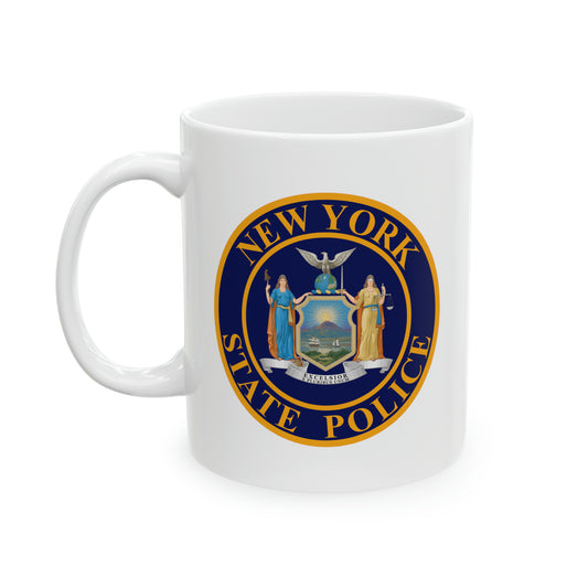 New York State Police Coffee Mug - Double Sided White Ceramic 11oz by TheGlassyLass.com