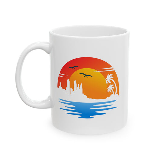 Life's a Beach Coffee Mug - Double Sided White Ceramic 11oz by TheGlassyLass.com