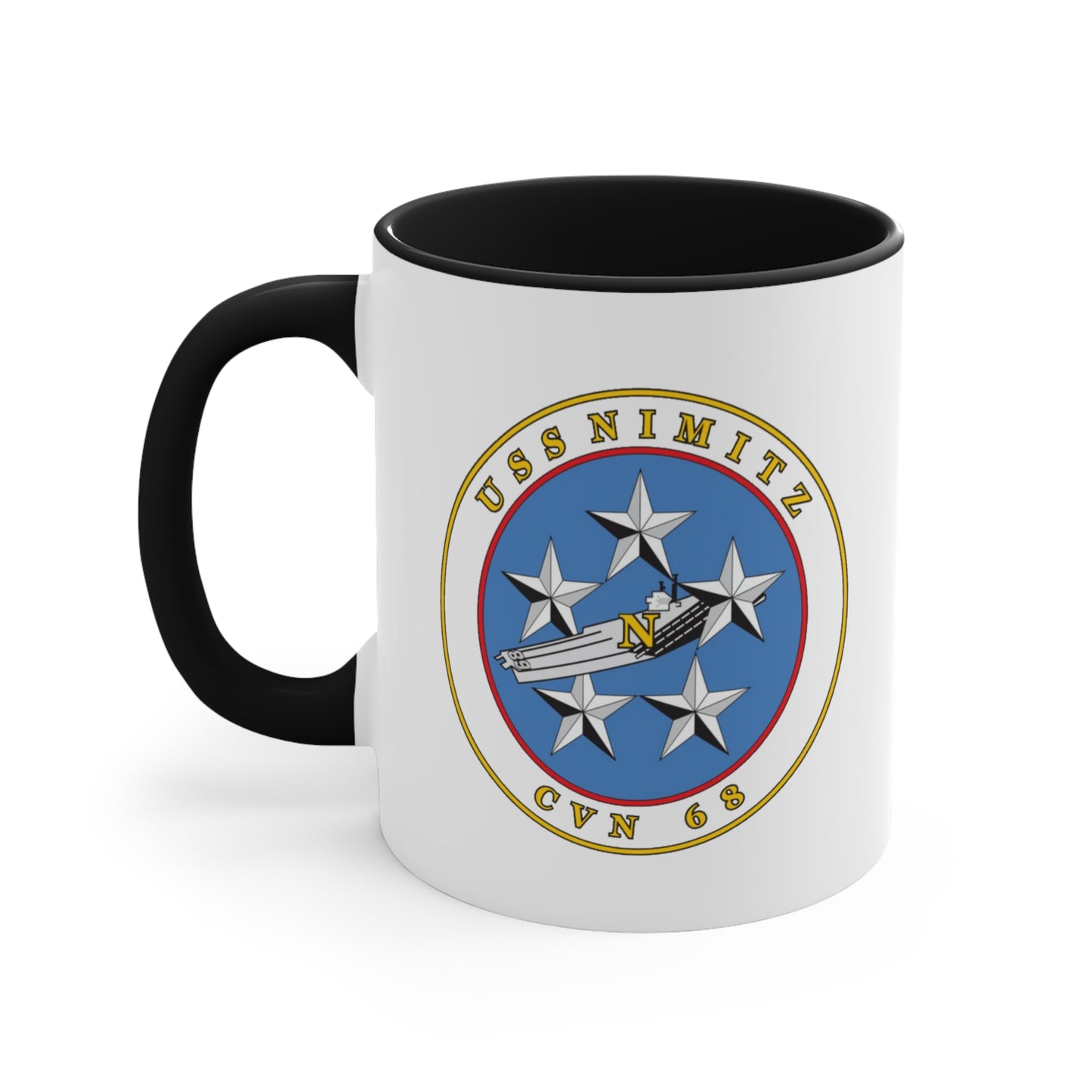 USS Nimitz Coffee Mug - Double Sided Black Accent White Ceramic 11oz by TheGlassyLass.com