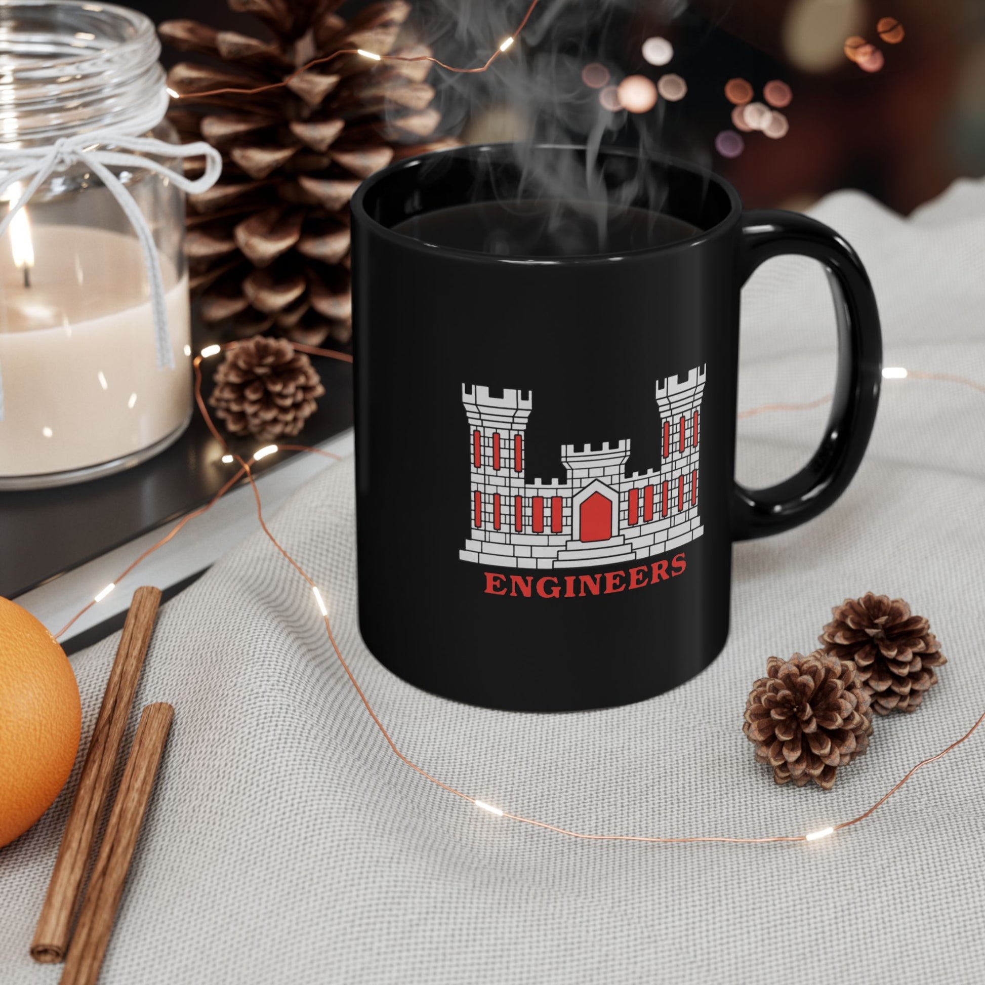 Double Sided Army Corps of Engineers Coffee Mug in Black by TheGlassyLass