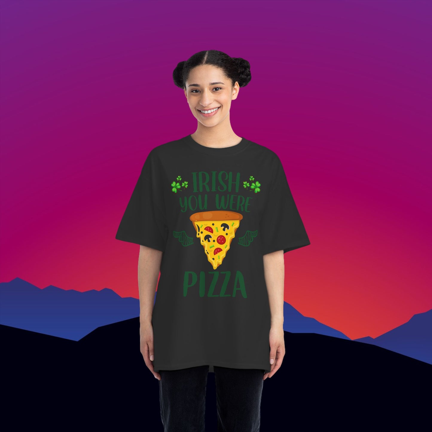 Irish You Were Pizza T-Shirt: (Hanes Beefy-T 100% Preshrunk Cotton Custom Printed by TheGlassyLass.com