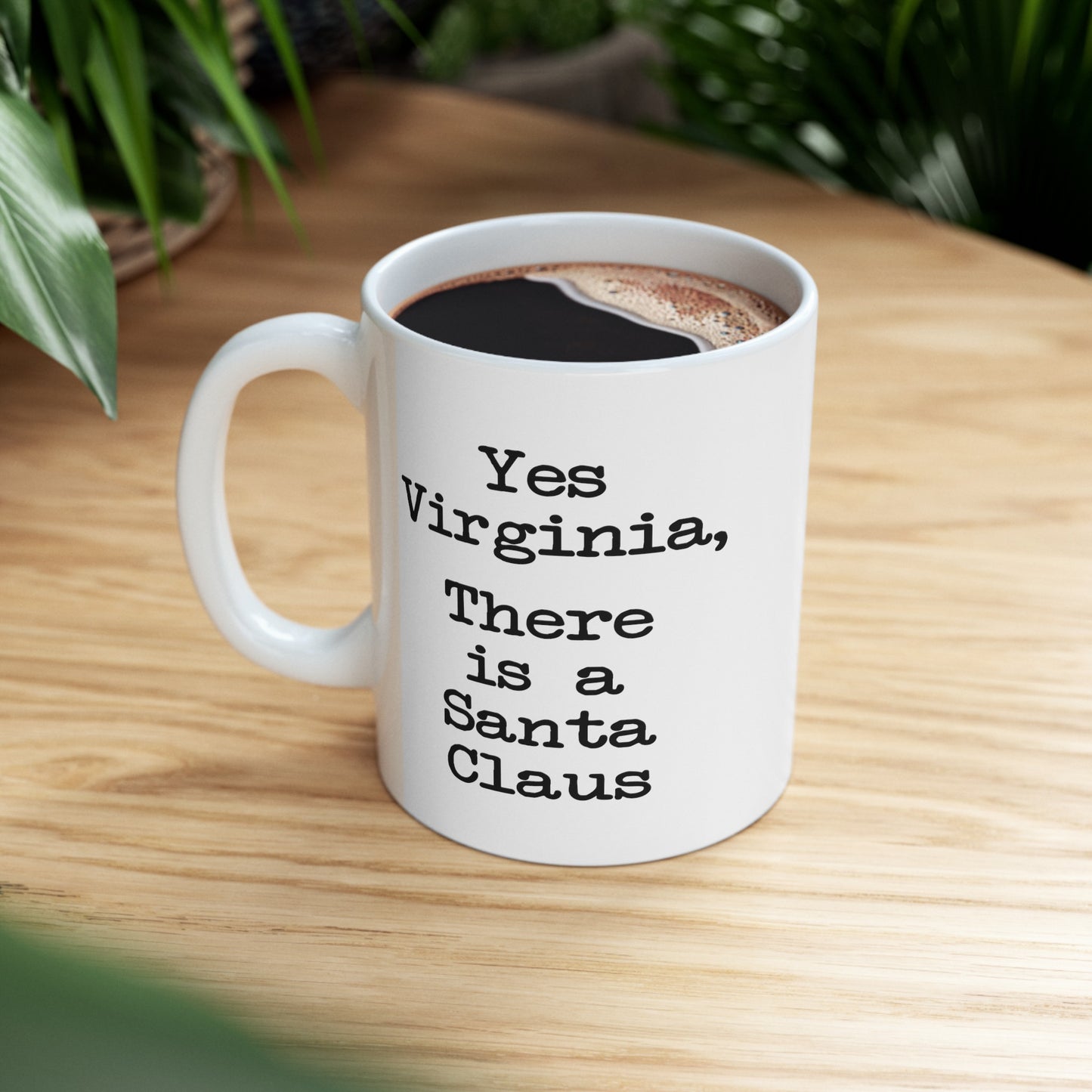 Yes Virginia Coffee Mug - Double Sided White Ceramic 11oz by TheGlassyLass.com