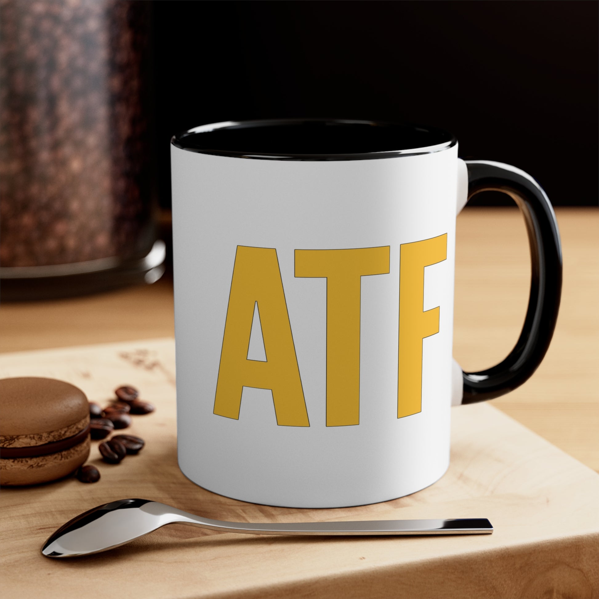 ATF Coffee Mug - Double Sided Black Accent White Ceramic 11oz by TheGlassyLass.com