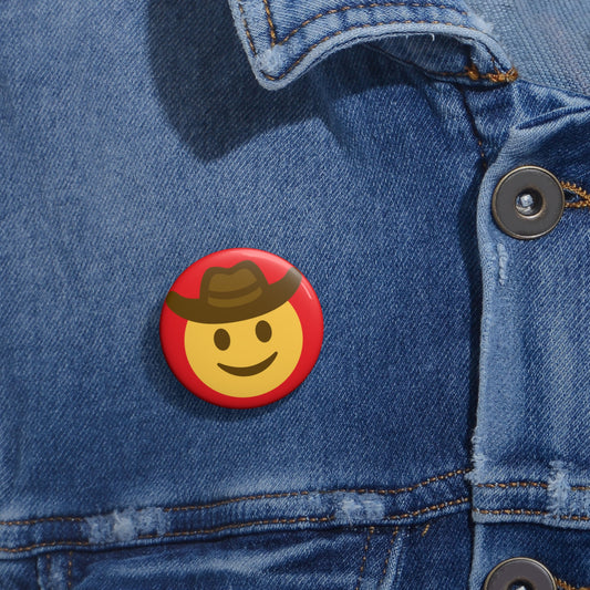 Howdy Stranger Emoji Pin Button | 1.25" Round Lapel Pin by TheGlassyLass