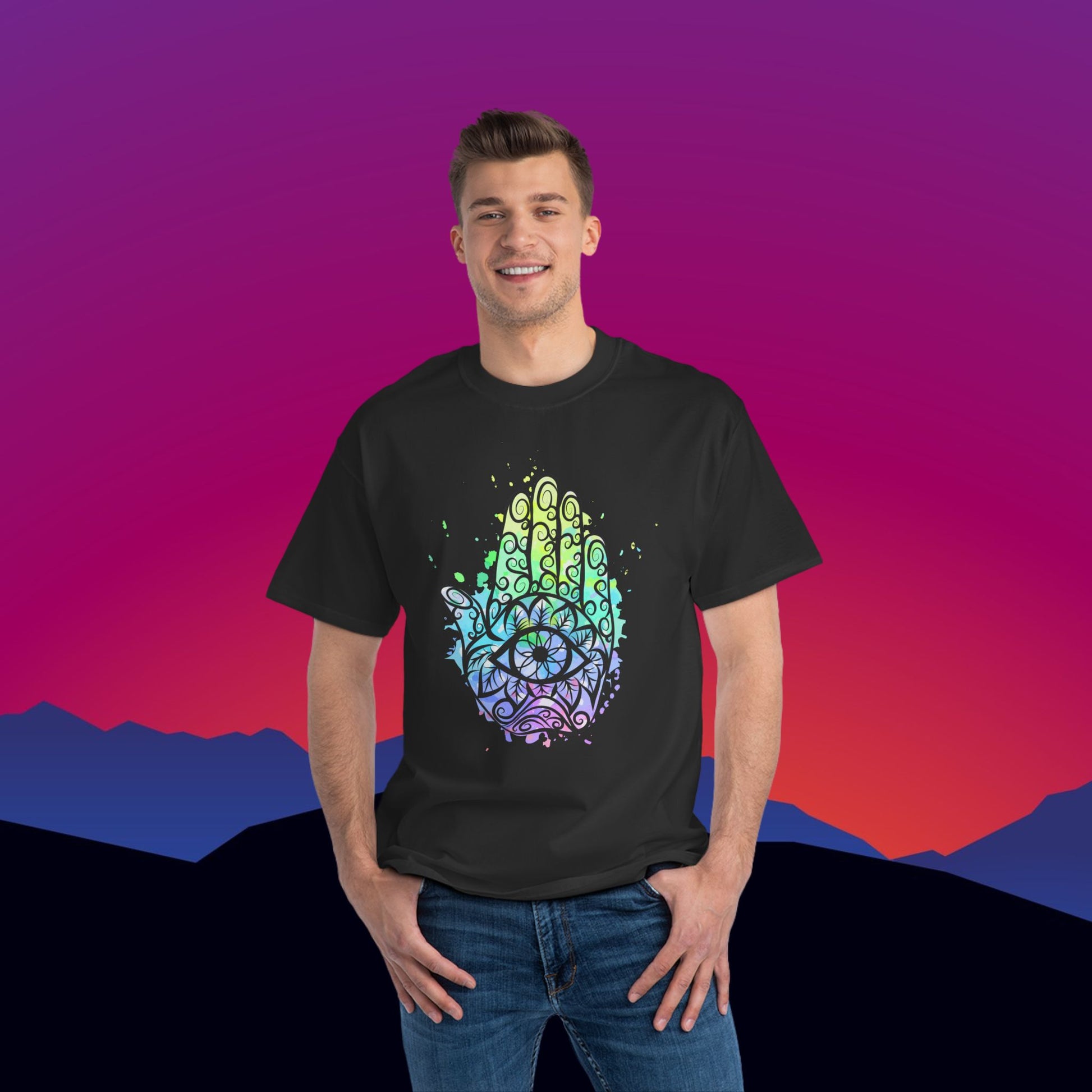 3rd Eye Chakra T-Shirt: (Hanes Beefy-T 100% Preshrunk Cotton Custom Printed by TheGlassyLass.com