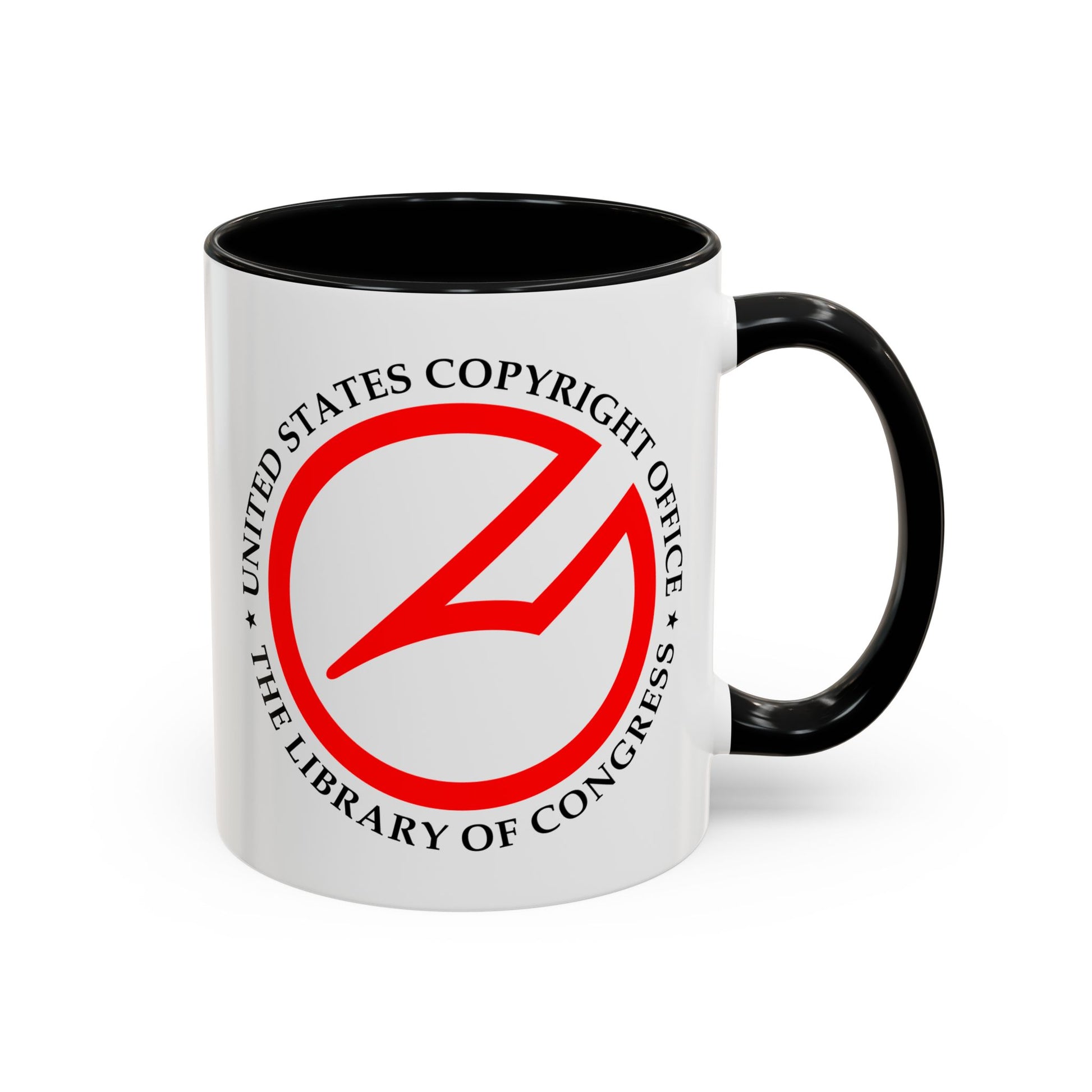 United State Copyright Office Coffee Mug - Double Sided Print, Black Accent White Ceramic, 11oz by TheGlassyLass.com