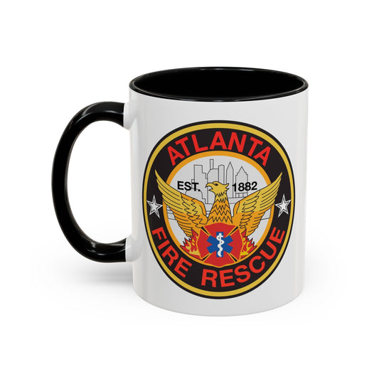 Atlanta Fire Department Coffee Mug - Double Sided Black Accent White Ceramic 11oz by TheGlassyLass