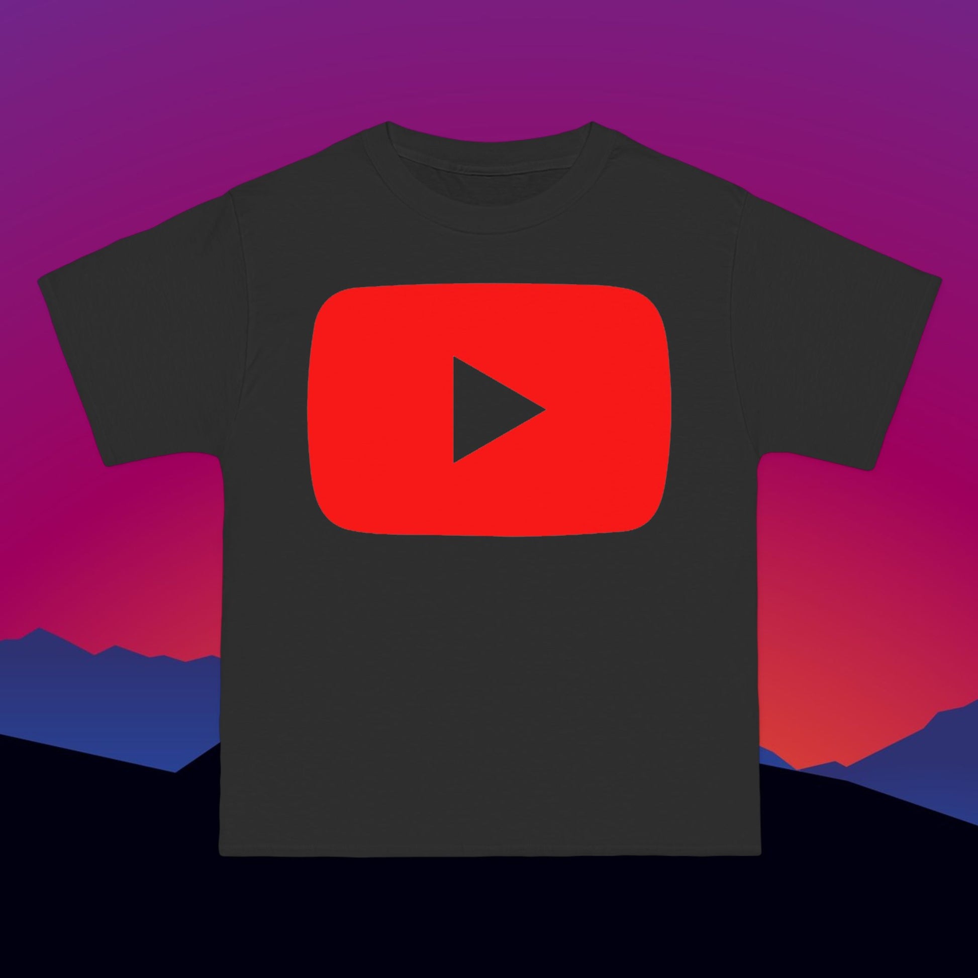 Play Button T-Shirt: (Hanes Beefy-T 100% Preshrunk Cotton) Custom Printed by TheGlassyLass.com