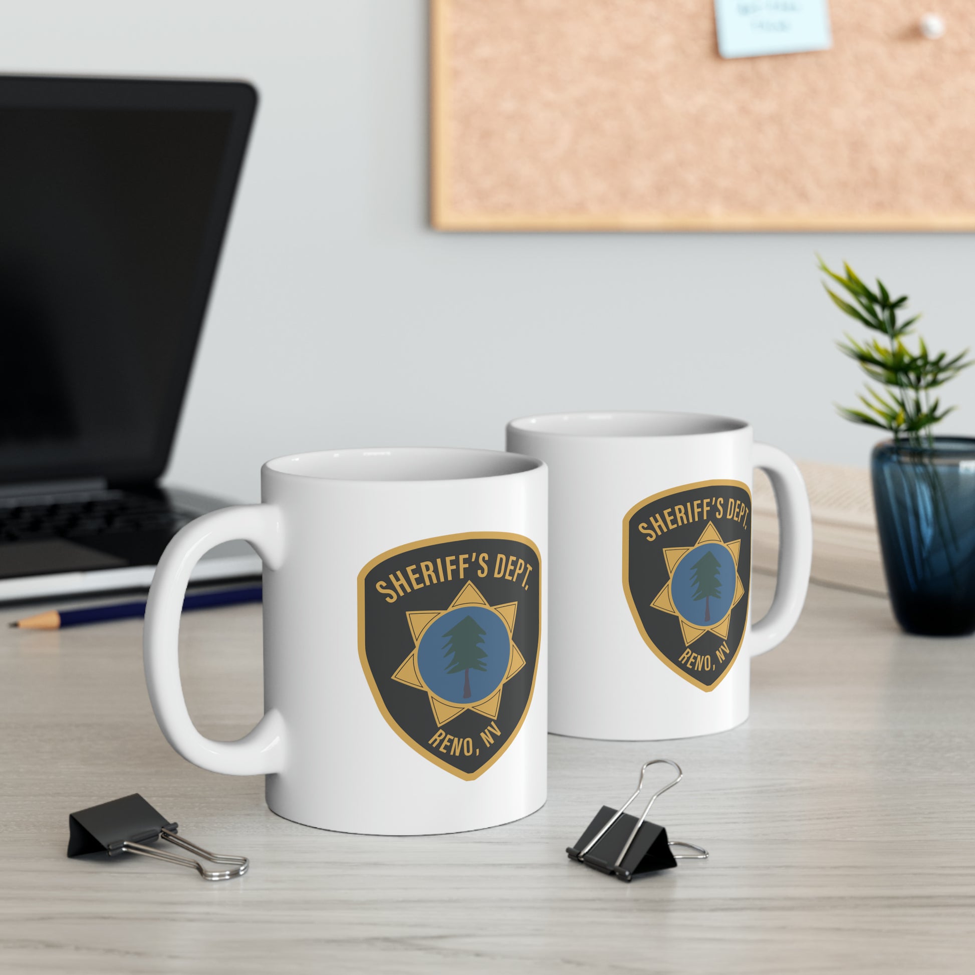 Reno Sheriff's Department Coffee Mug - Double Sided White Ceramic 11oz by TheGlassyLass.com