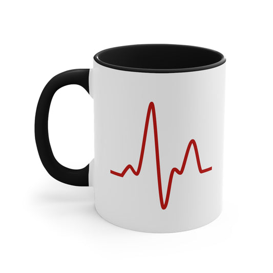 Sine Wave Coffee Mug - Double Sided Black Accent White Ceramic 11oz by TheGlassyLass.com