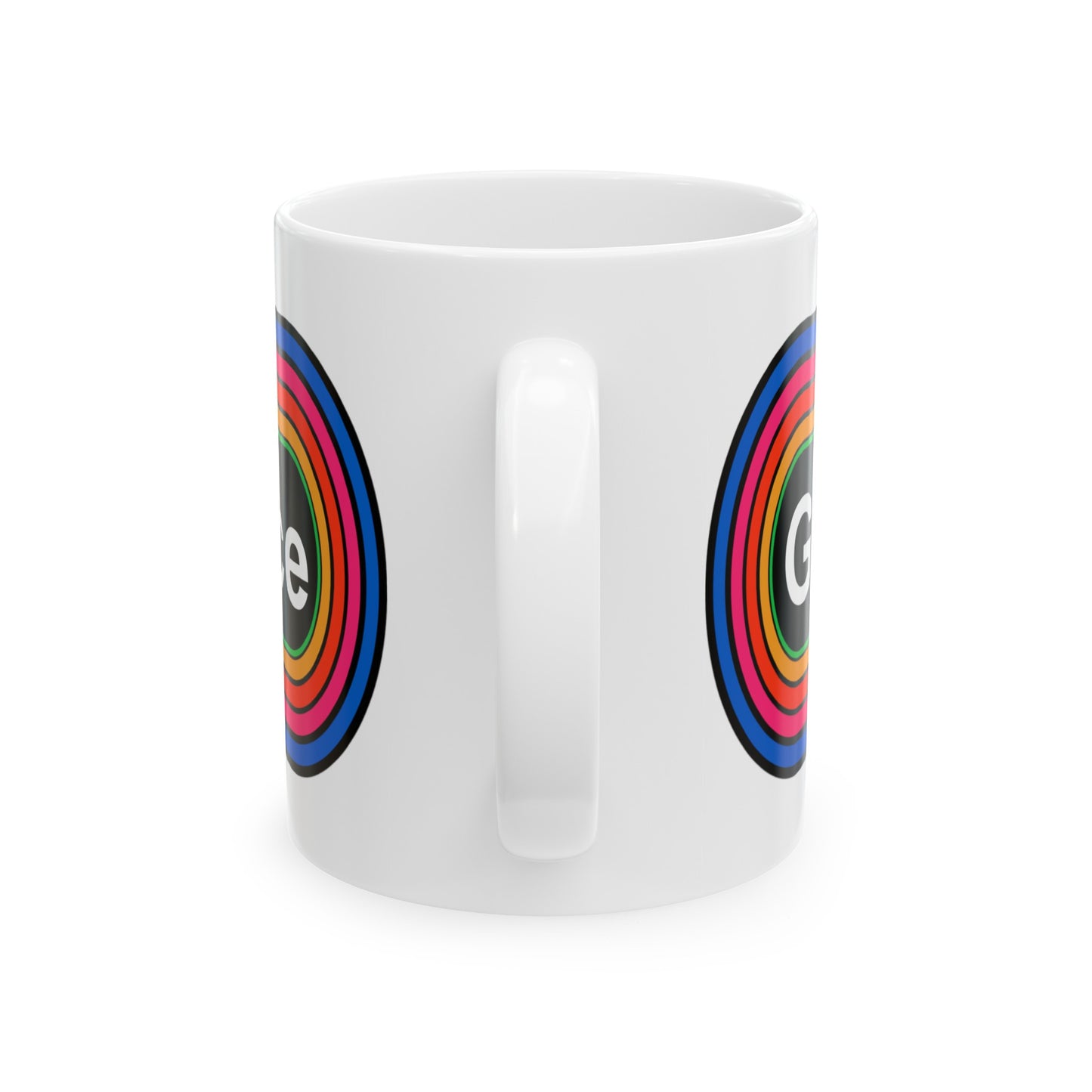 Rainbow Grammar Police Coffee Mug - Wrap Print White Ceramic 11oz - by TheGlassyLass.com