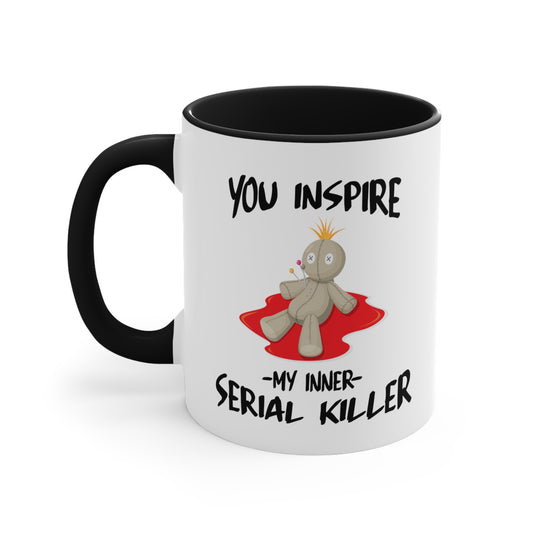 Serial Killer Coffee Mug - Double Sided Black Accent White Ceramic 11oz by TheGlassyLass