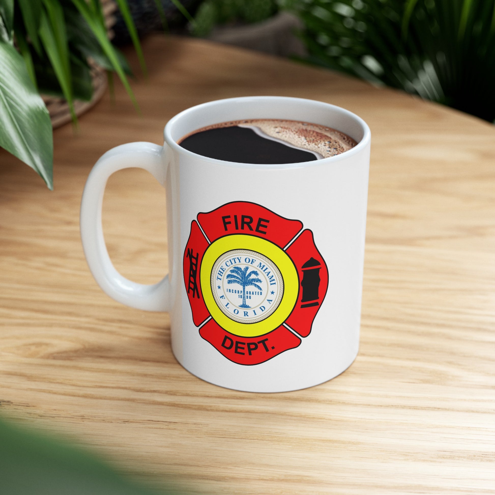 Miami Fire Department Coffee Mug - Double Sided Print White Ceramic 11oz by TheGlassyLass.com