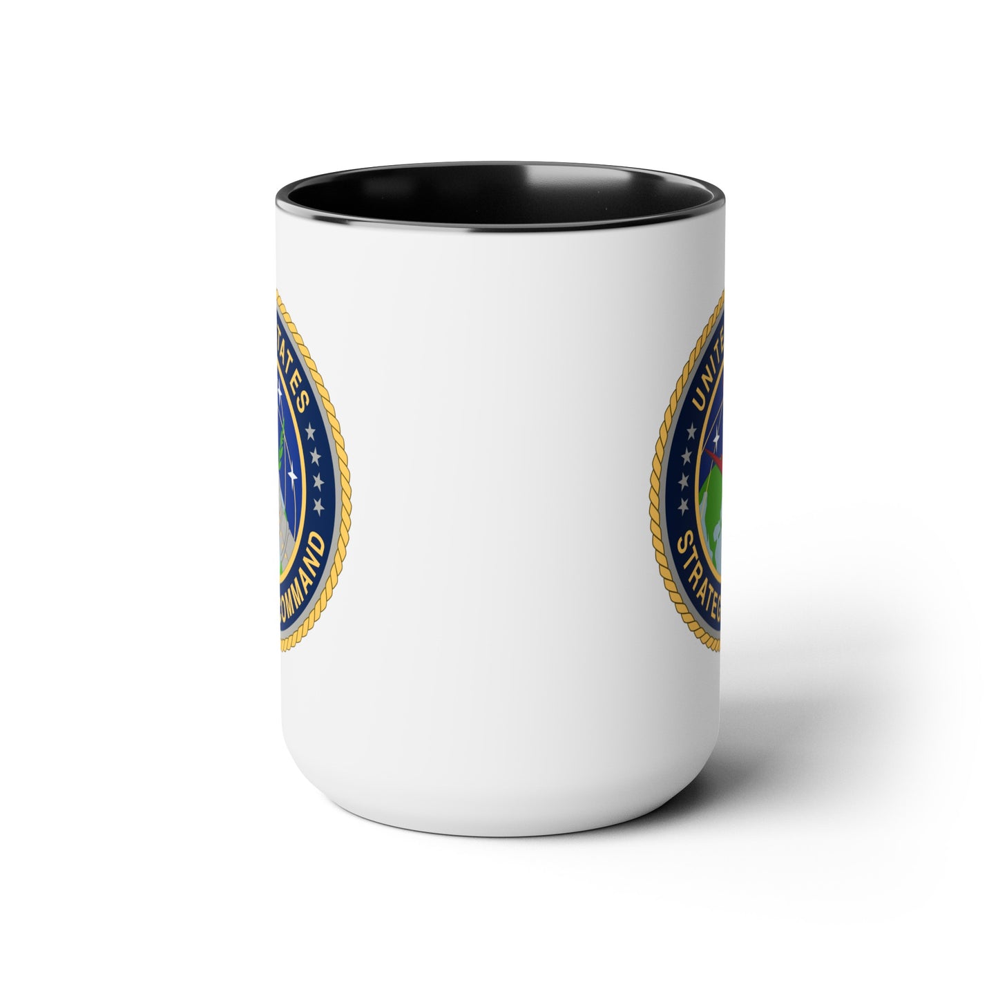 US Strategic Command Coffee Mug - Double Sided Black Accent White Ceramic 15oz by TheGlassyLass.com