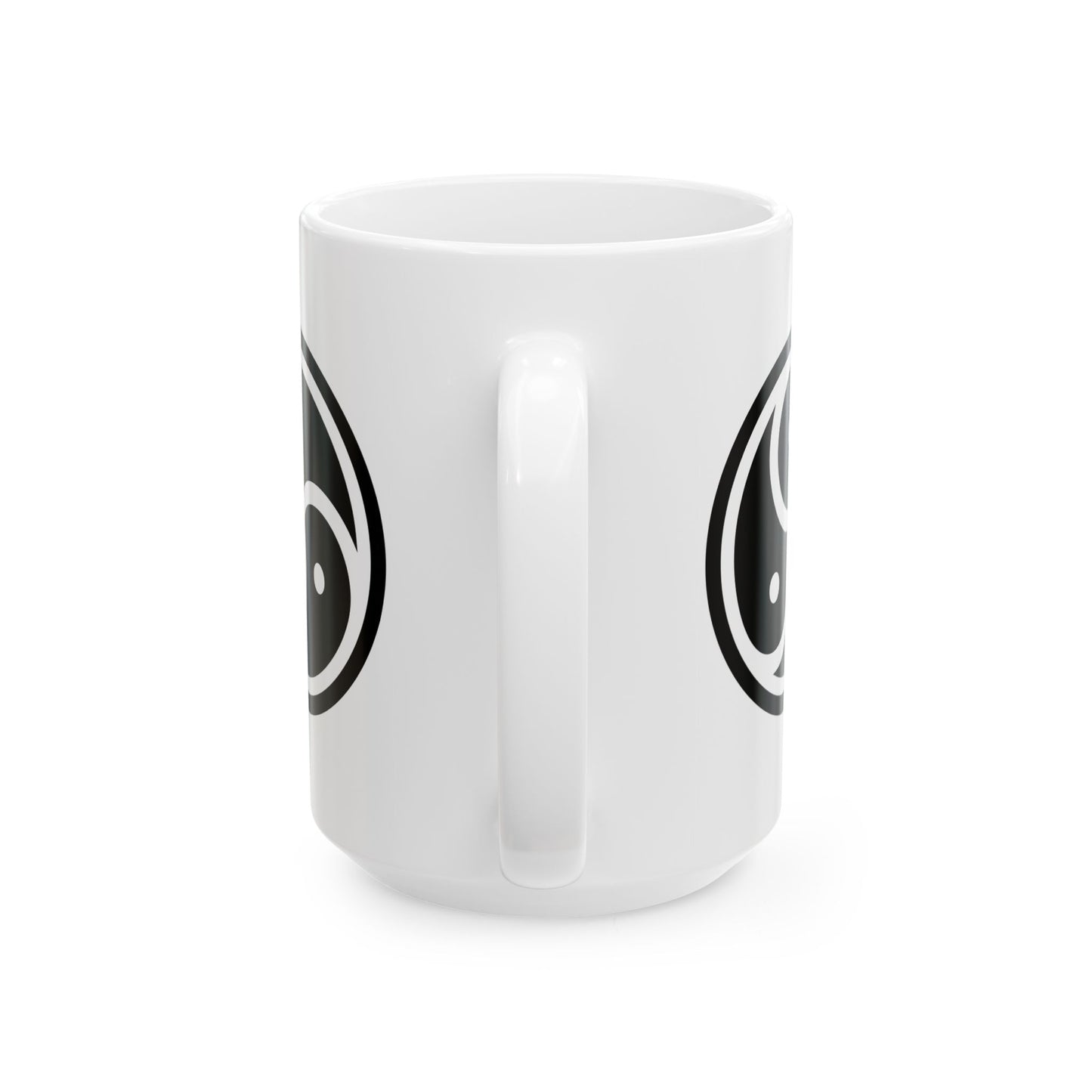 Tri Yin Yang Symbol Coffee Mug - Double Sided Print, White Ceramic, 15oz by TheGlassyLass.com