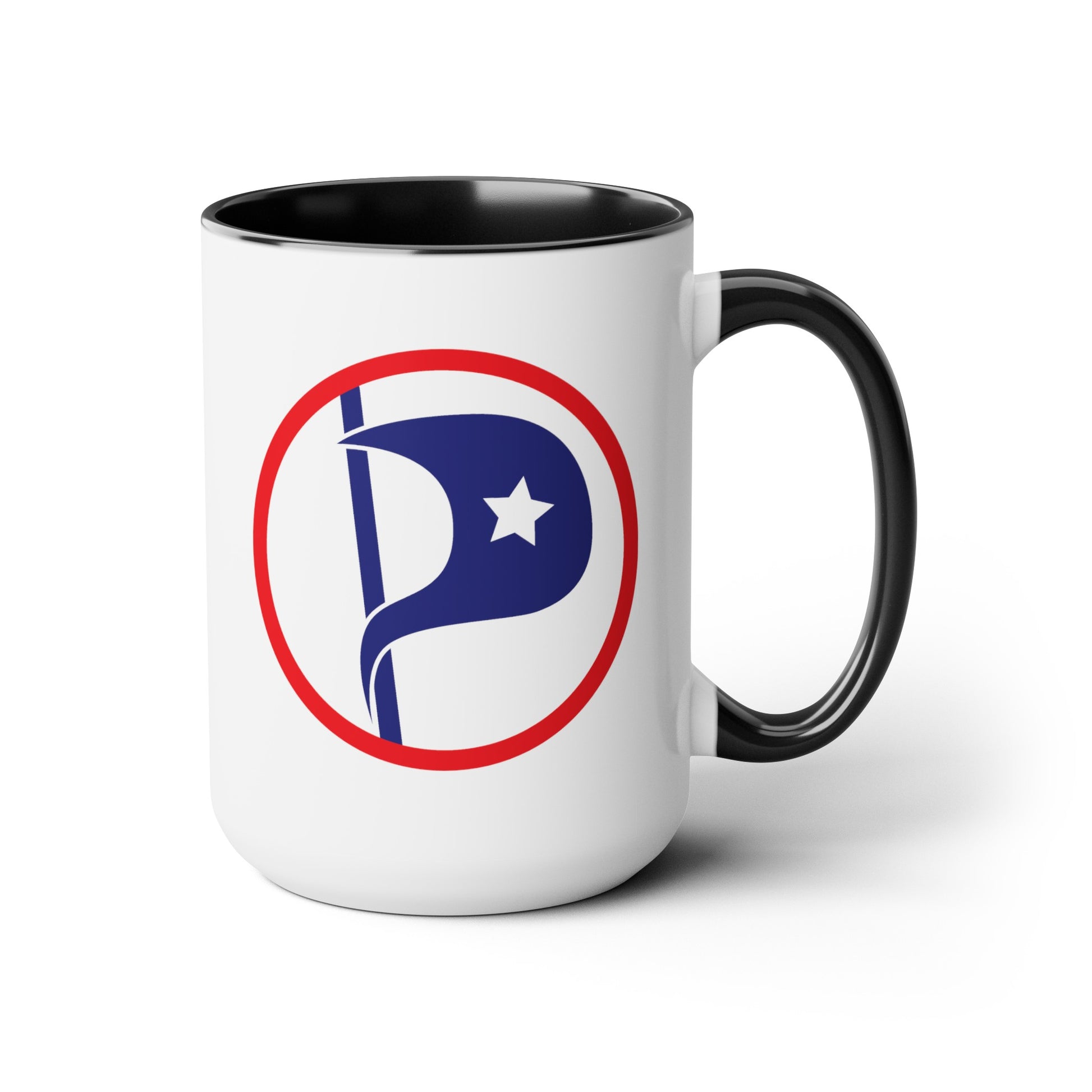 US Pirate Party Coffee Mug - Double Sided Black Accent White Ceramic 15oz by TheGlassyLass.com