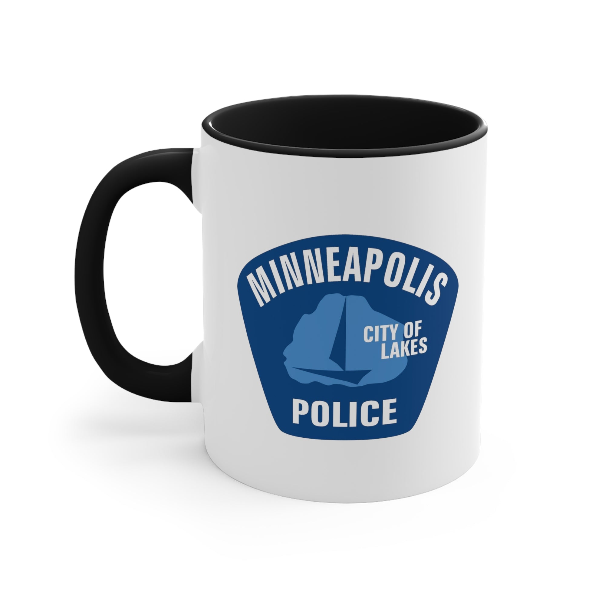 Minneapolis Police Coffee Mug - Double Sided Black Accent White Ceramic 11oz by TheGlassyLass.com