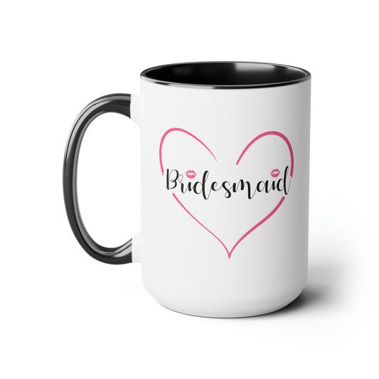 Bridesmaid Coffee Mug - Double Sided Black Accent Ceramic 15oz by TheGlassyLass.com