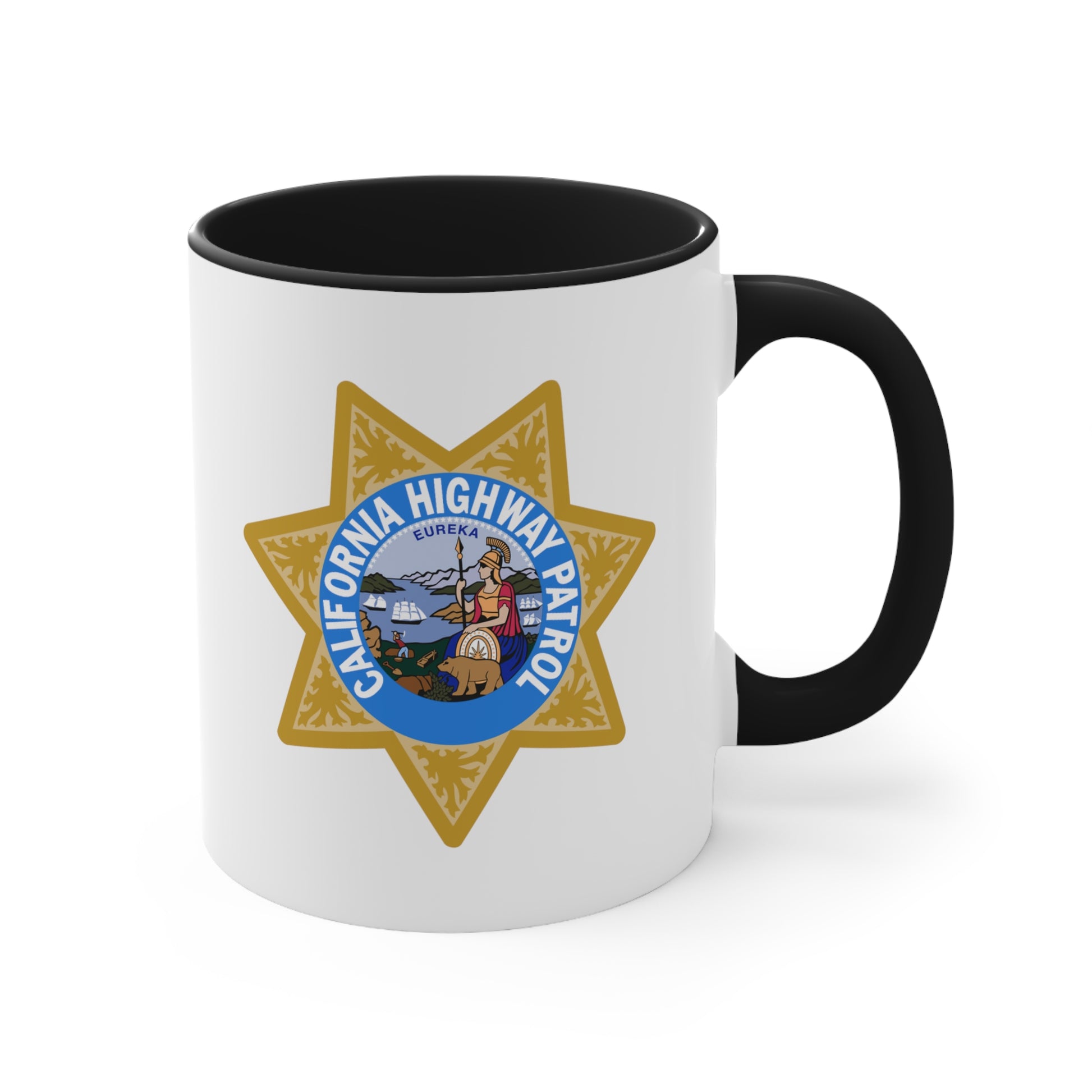 California Highway Patrol Coffee Mug - Double Sided Black Accent White Ceramic 11oz by TheGlassyLass