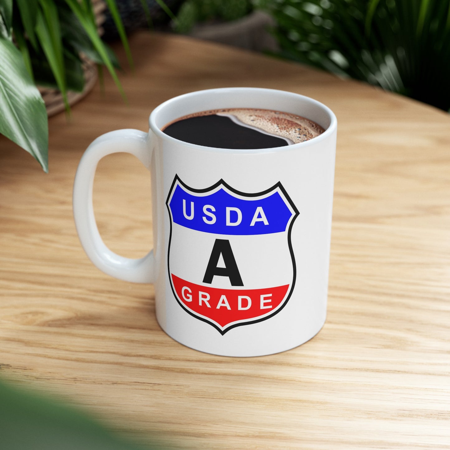 USDA Grade A Seal Coffee Mug - Double Sided White Ceramic 11oz by TheGlassyLass.com