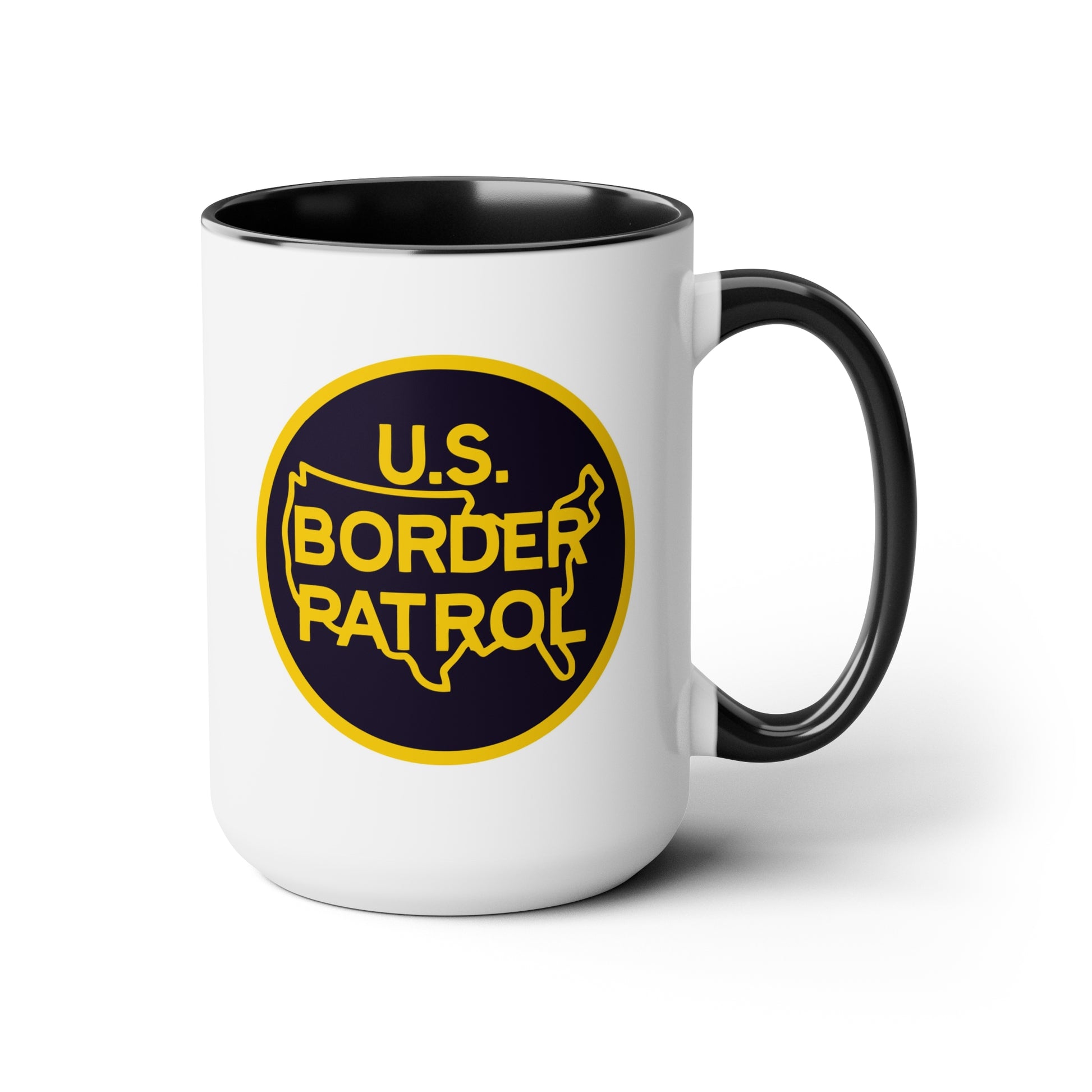 US Border Patrol Coffee Mugs - Double Sided Black Accent White Ceramic 15oz by TheGlassyLass