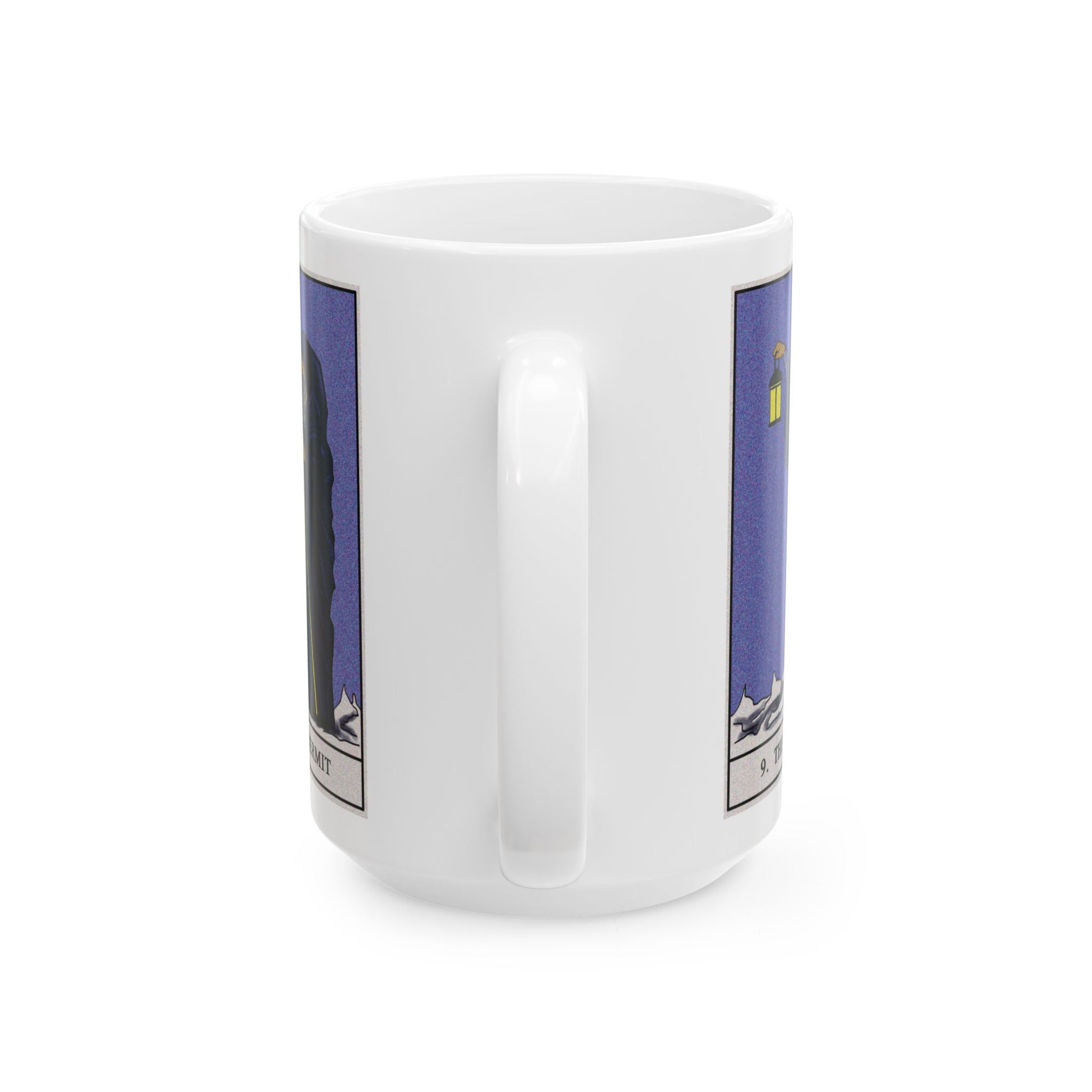 The Hermit Tarot Card Coffee Mug - Double Sided White Ceramic 15oz by TheGlassyLass.com