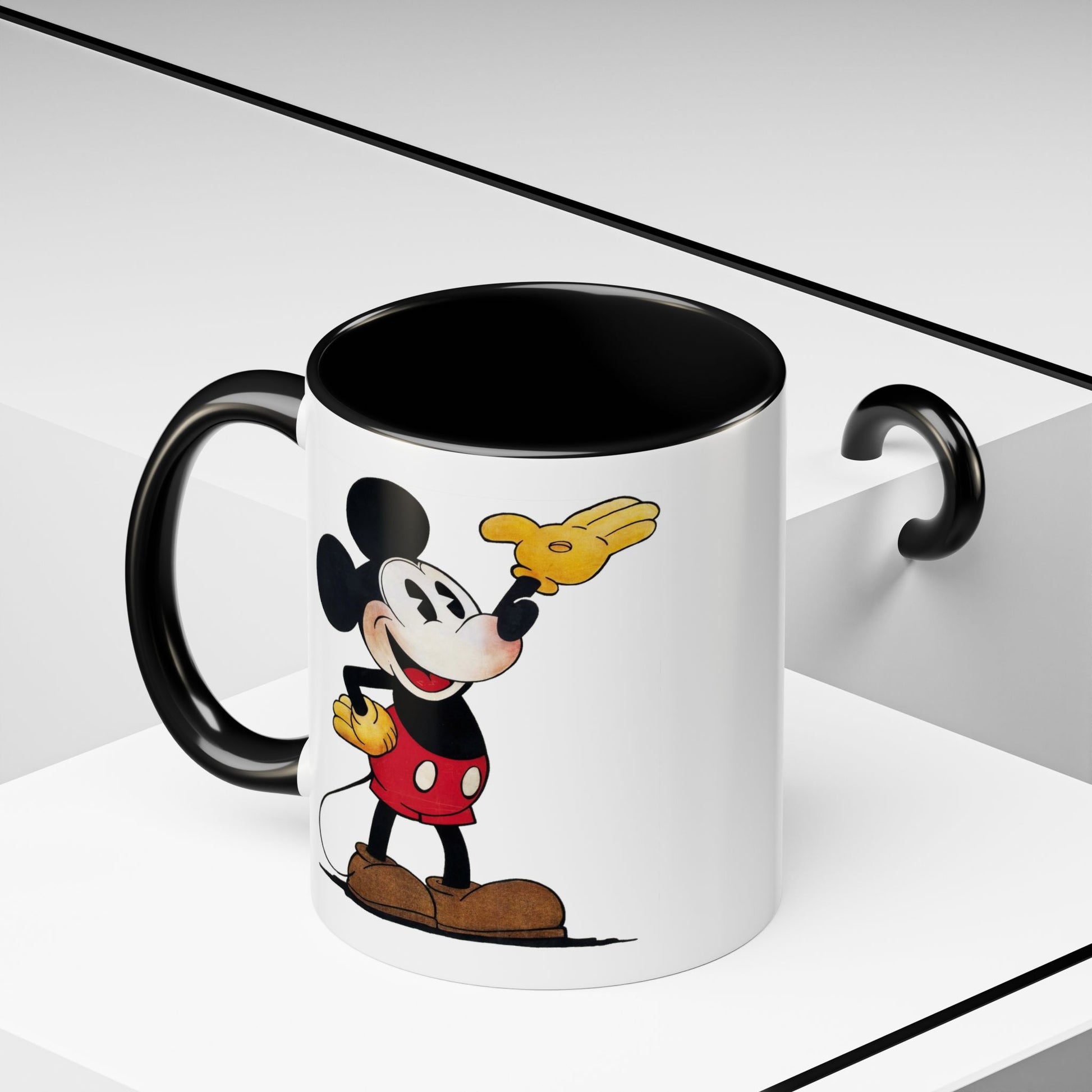 Original Mickey Mouse Coffee Mug - Double Sided Black Accent White Ceramic 11oz by TheGlassyLass.com
