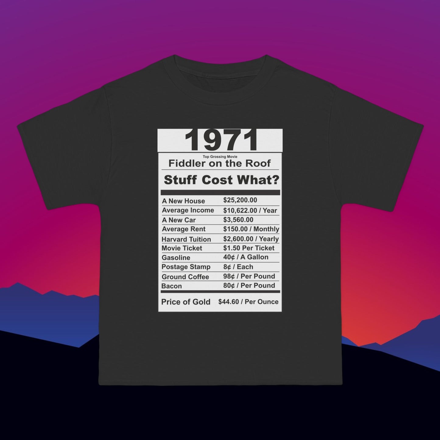 1971 Birthday T-Shirt: (Hanes Beefy-T 100% Preshrunk Cotton Custom Printed by TheGlassyLass.com