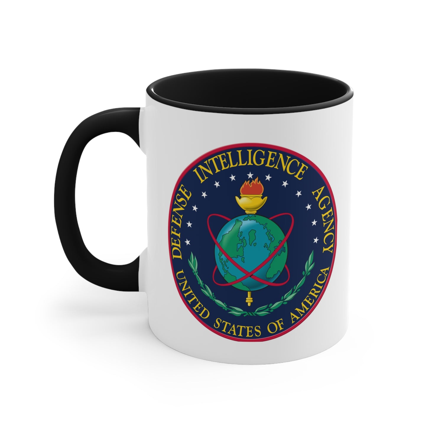 US Defense Intelligence Agency Coffee Mug - Double Sided Black Accent White Ceramic 11oz by TheGlassyLass.com