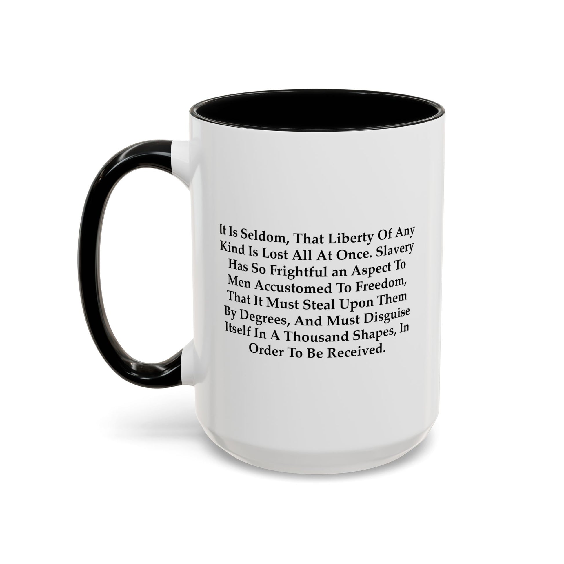 Liberty Lost Coffee Mug - Double Sided Black Accent White Ceramic 15oz by TheGlassyLass.com