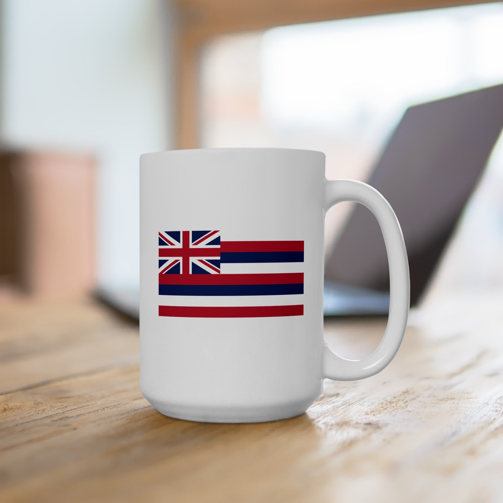 Hawaii State Flag - Double Sided White Ceramic Coffee Mug 15oz by TheGlassyLass.com